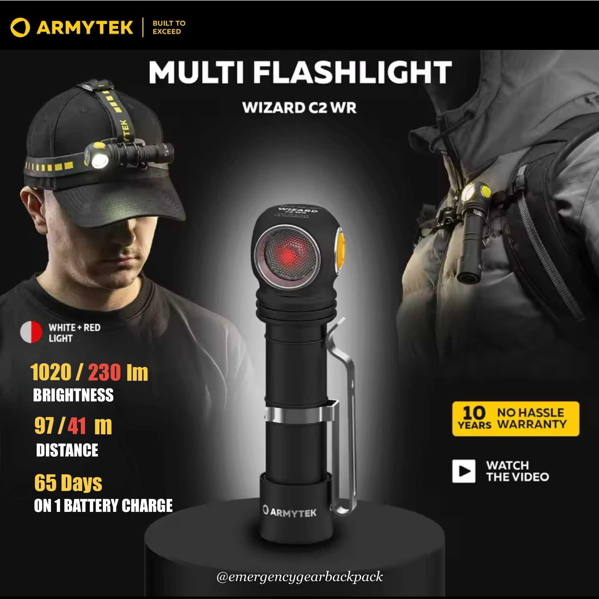 Armytek Wizard C2 WR Warm + Red Light 1020 lm 97 m