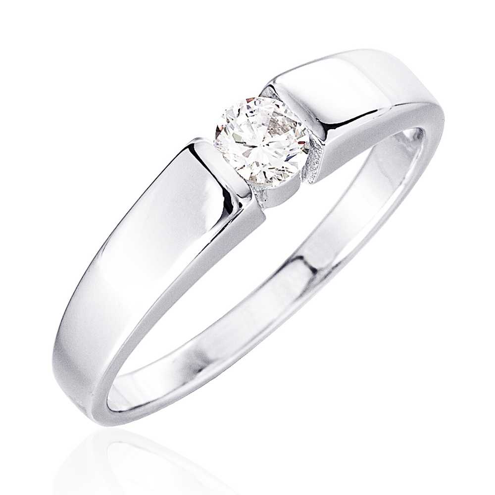 SNOWY แหวนเงินแท้ 925 sterling silver ประดับเพชรสวิส CZ รุ่น RS2250-RR เคลือบทองคำขาว