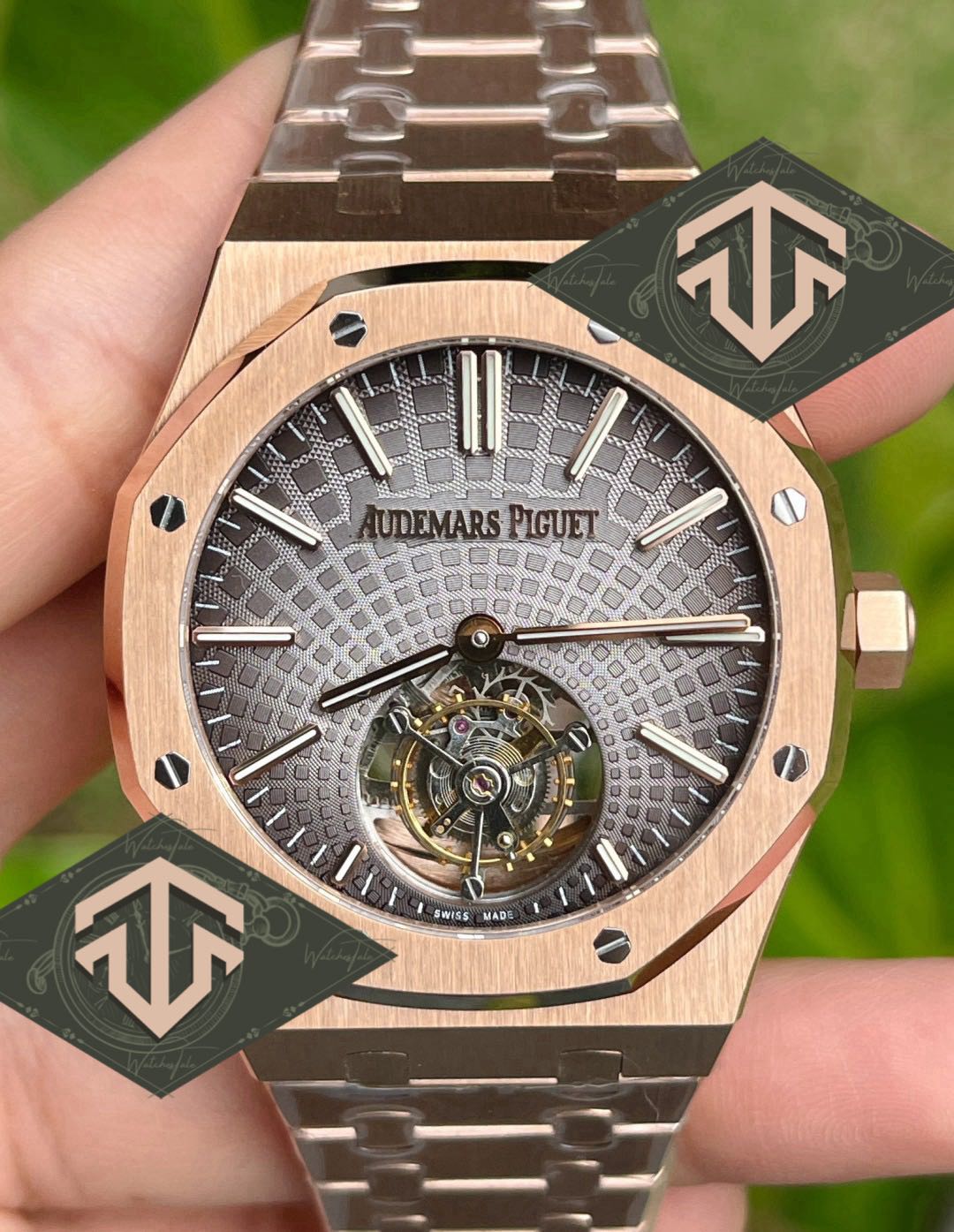 Audemars Piguet AP Royal Oak Selfwinding Flying Tourbillon Rosegold 41mm. Grey Dial Ref.26530OR R8 V