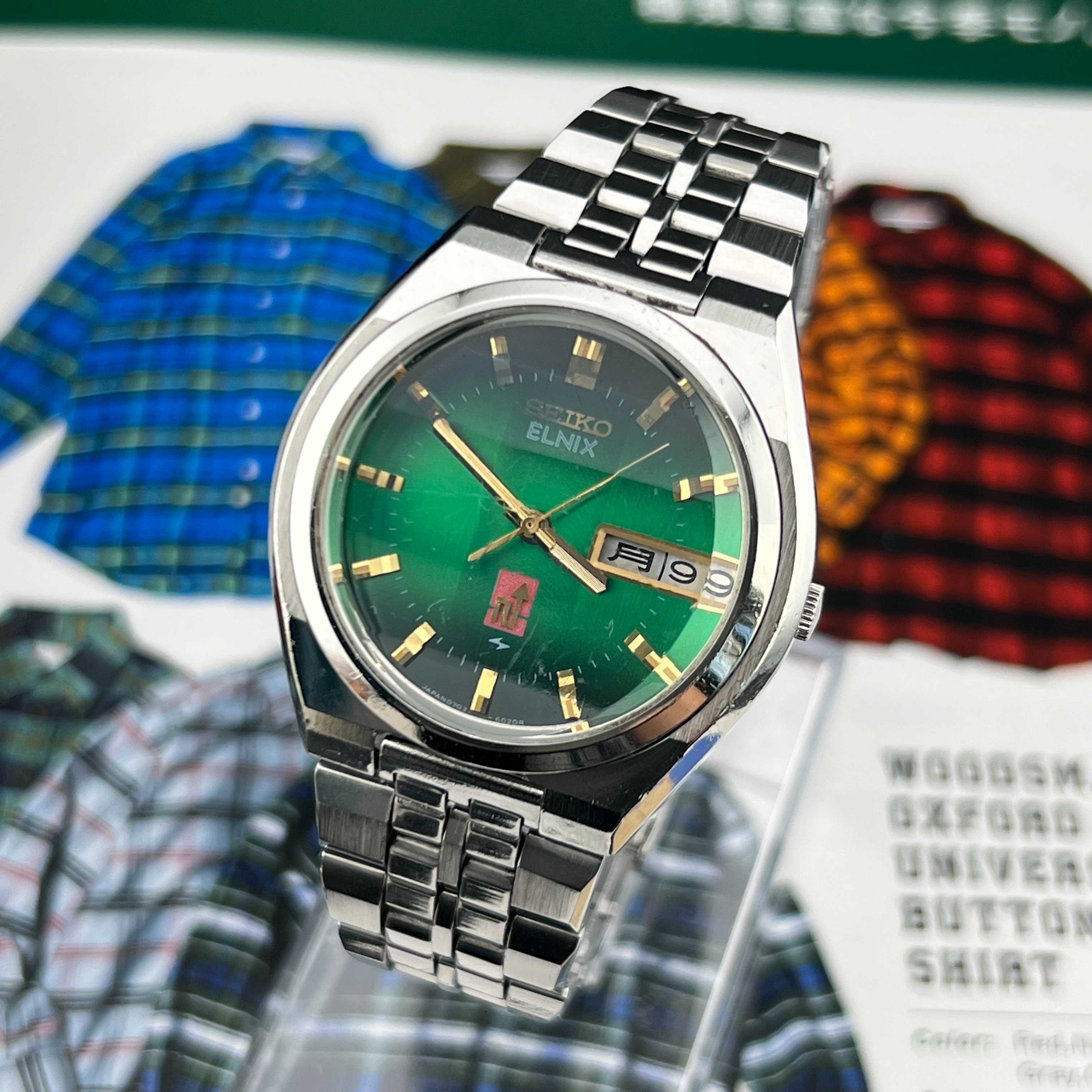 Vintage Seiko Elnix Quartz Electronic Green Dial 🟢 Ref.0703-6030 Days/Date Kanji Japan 1974