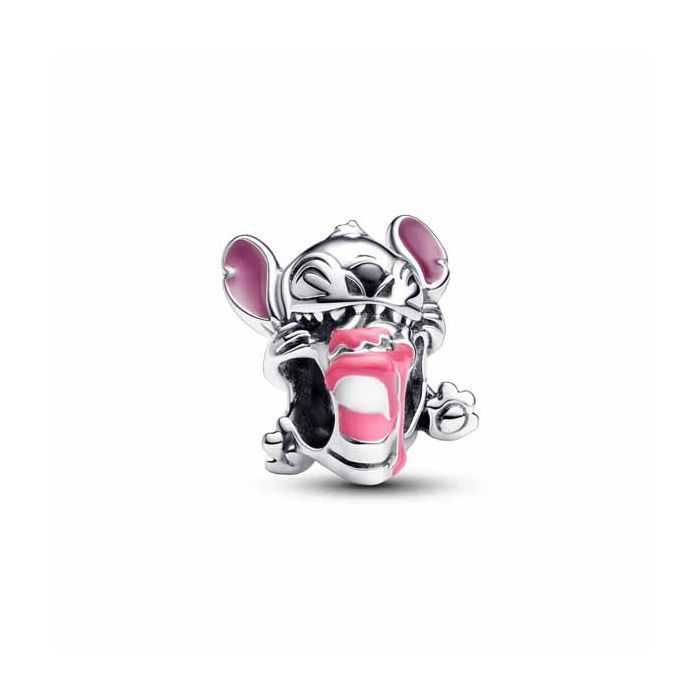 Disney Stitch birthday sterling silver charm with pink, purple, blue and black enamel