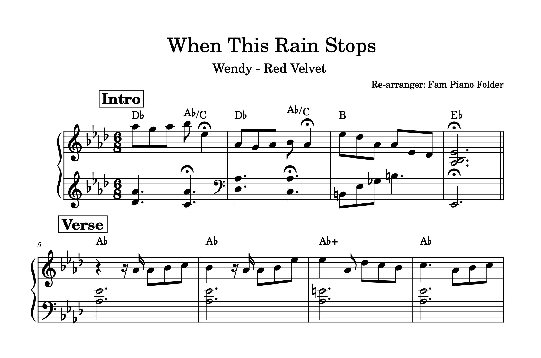 โน้ตเพลง When this rain stops - Piano Collection (Lv 3)