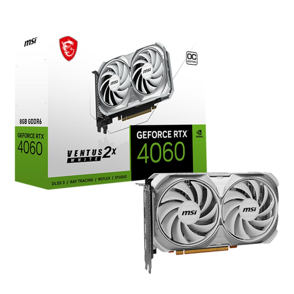 VGA (การ์ดแสดงผล) MSI GEFORCE RTX 4060 VENTUS 2X WHITE 8G OC - 8GB GDDR6