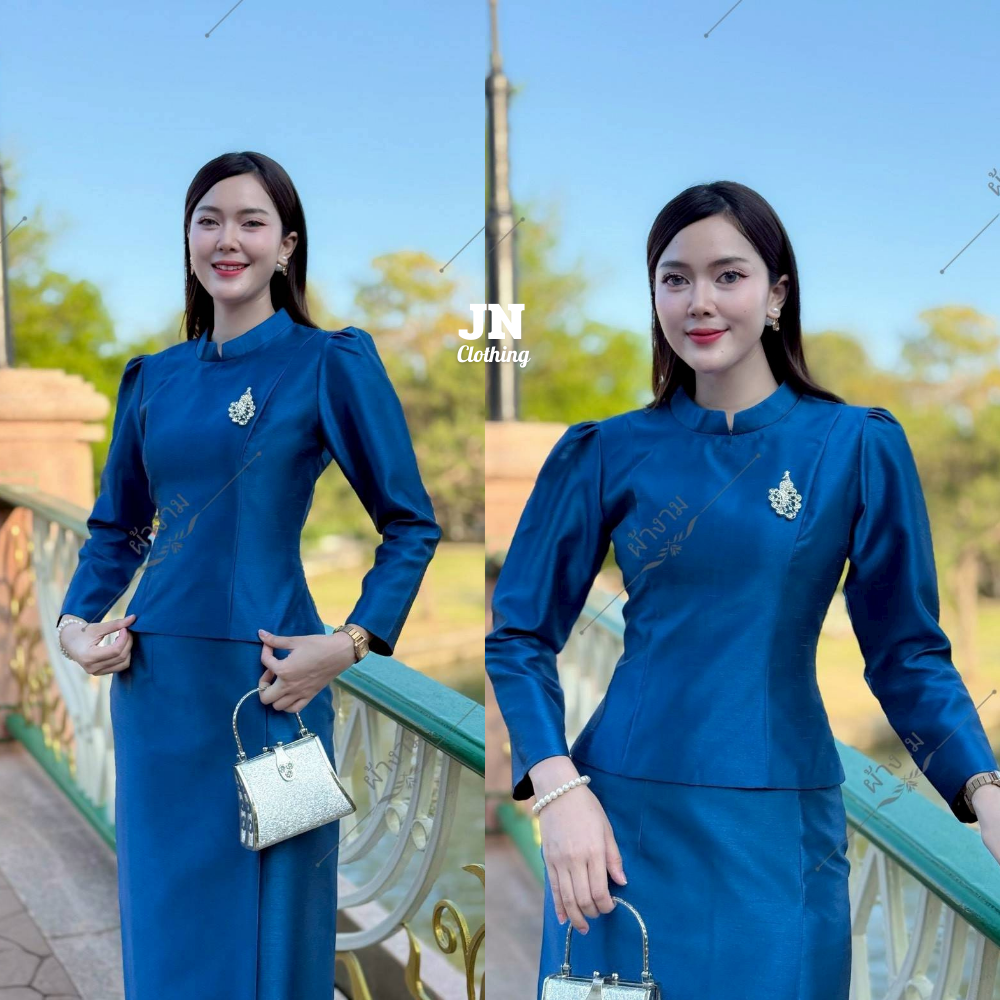 เสื้อไทยบรมพิมาน เสื้อไหมสี่เส้น แขนยาว คอจิตรลดา ทรงสวยคัตติ้งเนี๊ยบ จะใส่ออกงานหรือไปทำบุญ