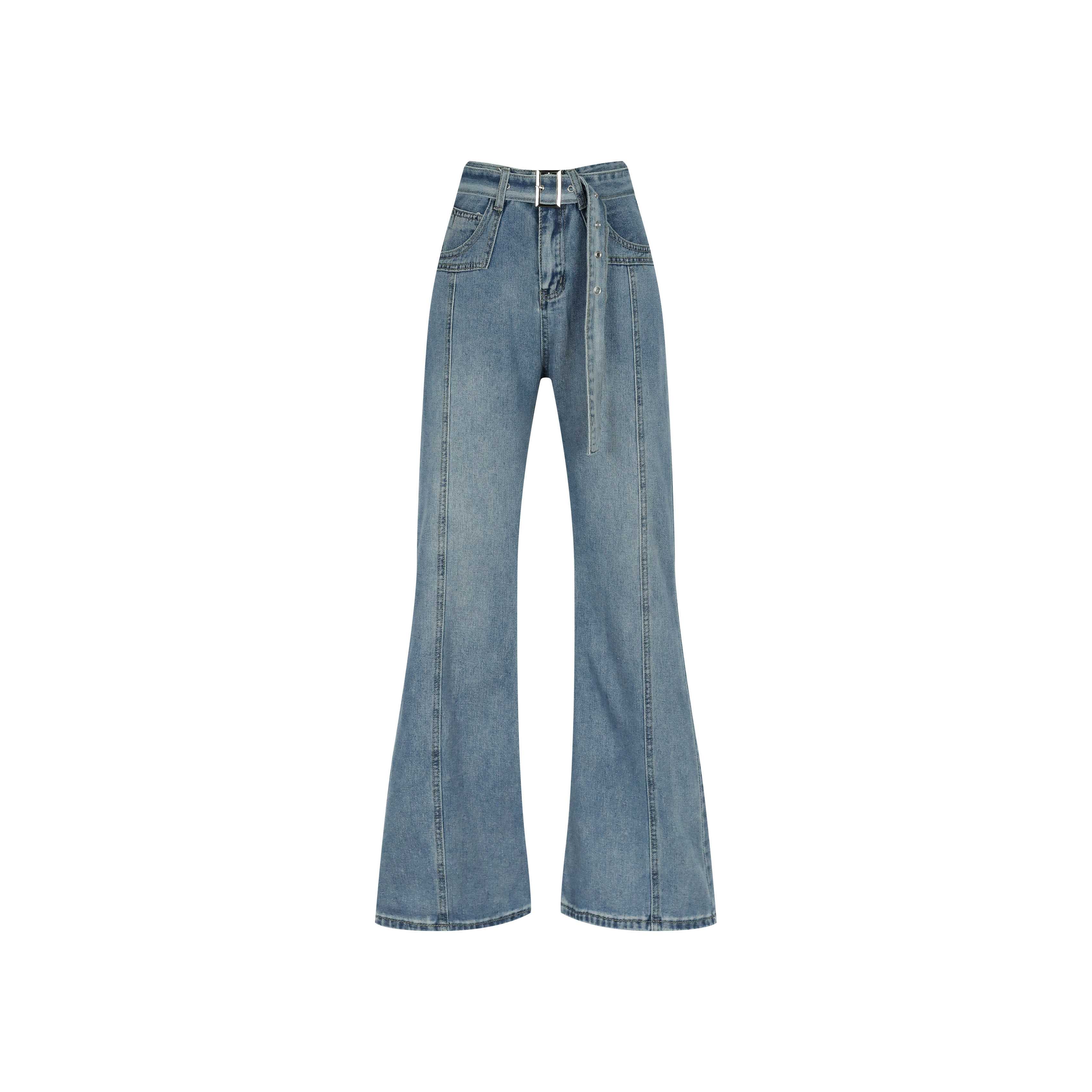 SHU DENIM PATCHWORK LONG PANTS LIGHT BLUE JEANS- FWAB8275-BL06