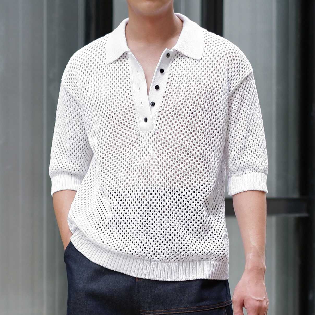 Hunter Studios - Knitted Polo Shirt White