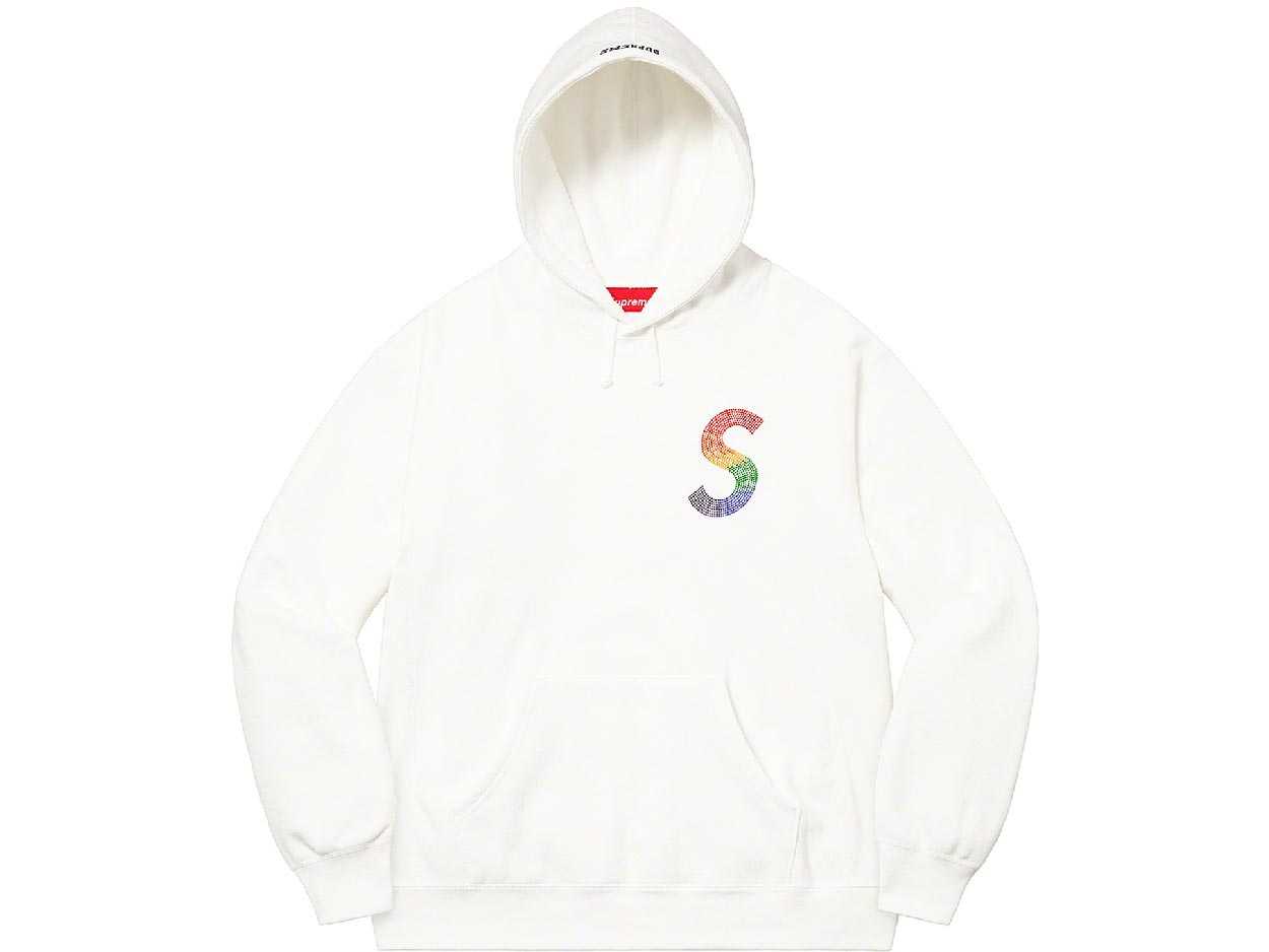 Supreme x Swarovski® S Logo Hooded Sweatshirt (WHITE)