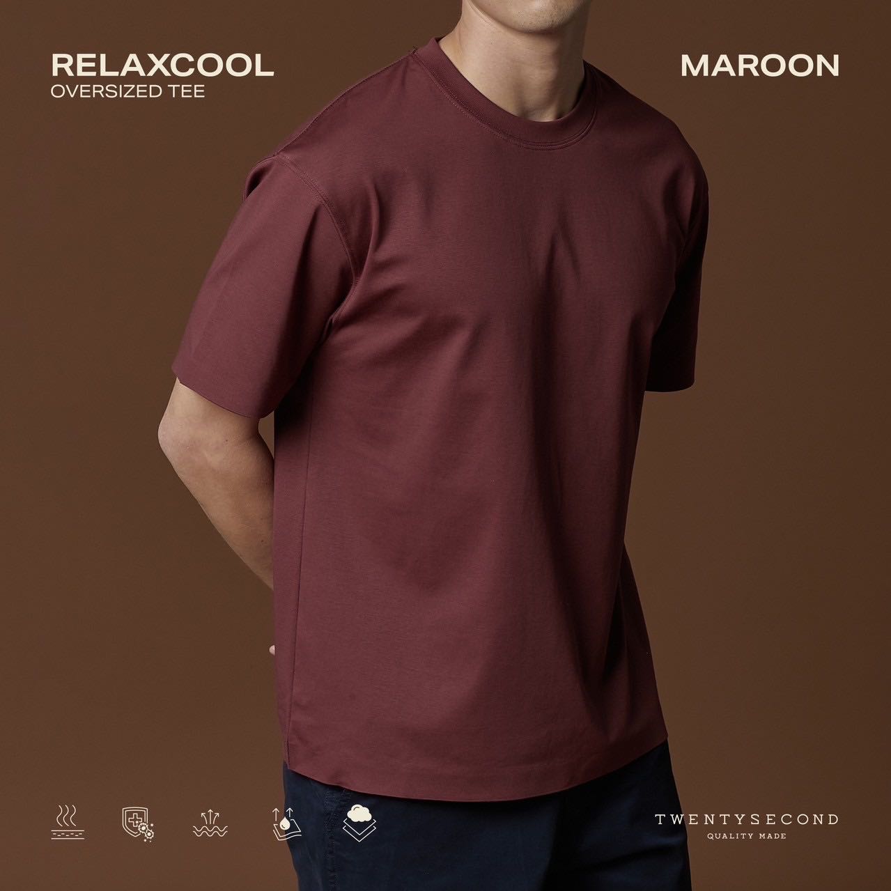 RELAXCOOL OVERSIZE TEE - MAROON