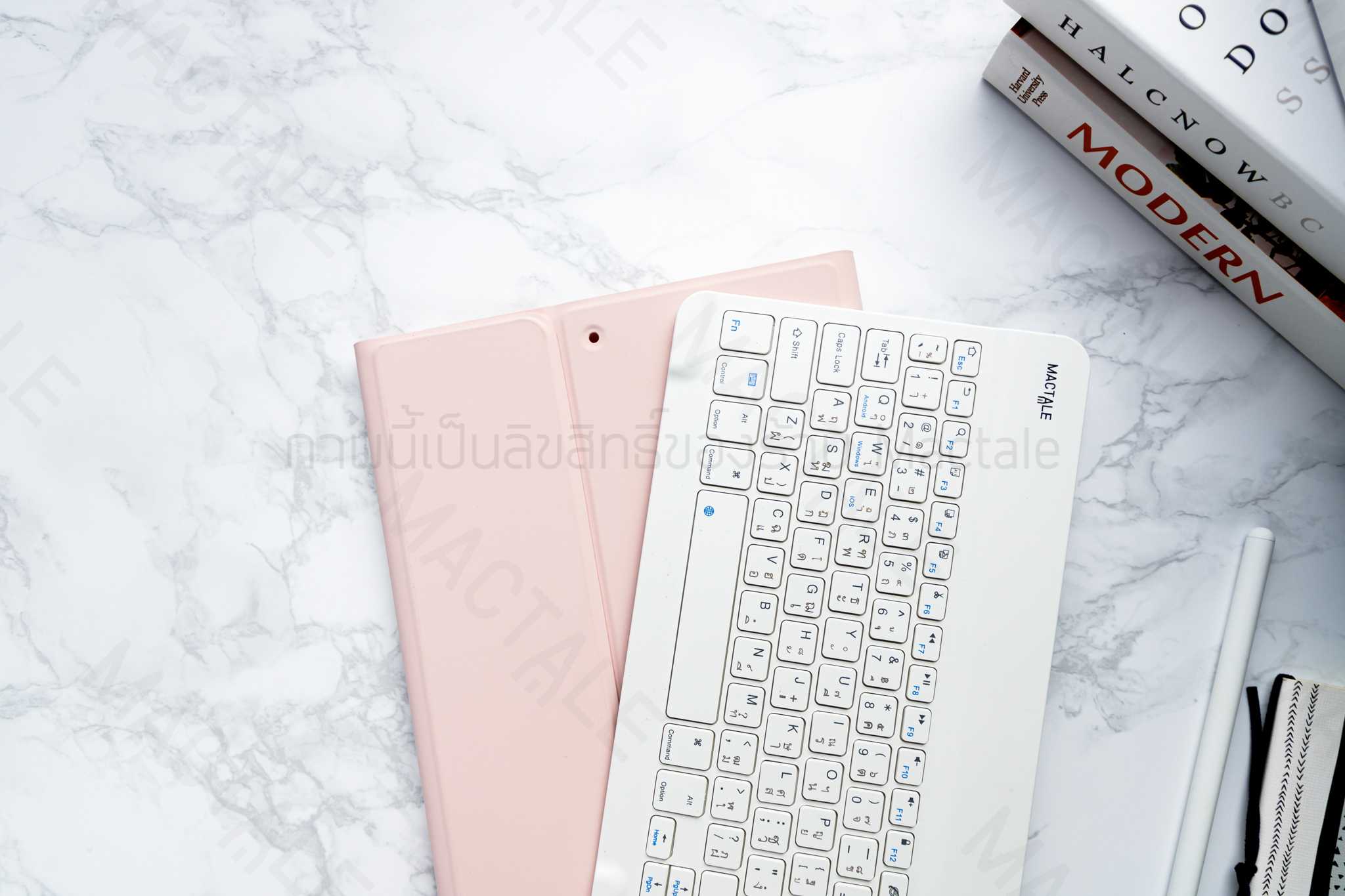 [ Sweet Pastel Set ] iPad Case keyboard เคสไอแพดพร้อมคีย์บอร์ด สีพาสเทล คีย์บอร์ดปุ่มเหลี่ยม สีขาว