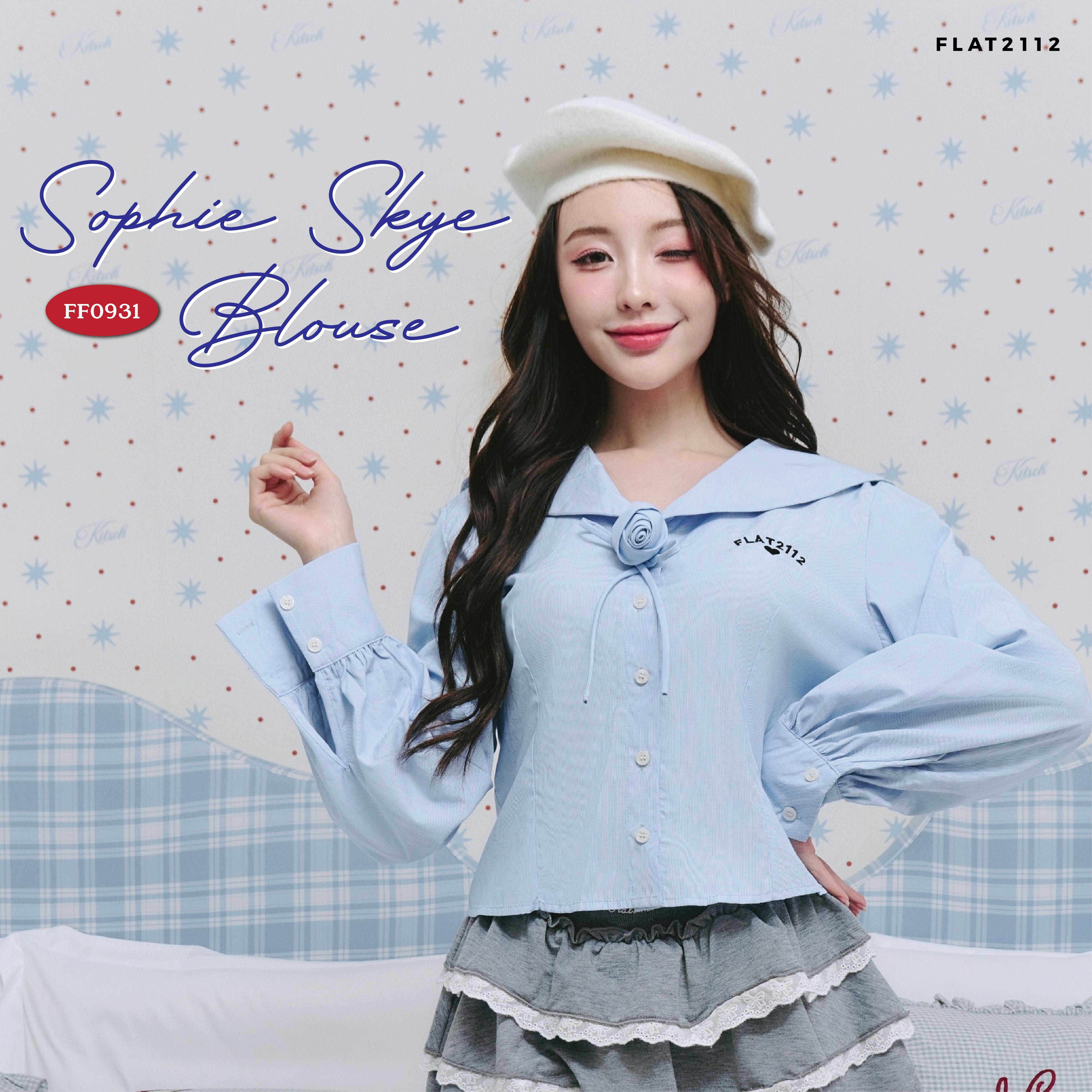 FLAT2112 FF0931 : SOPHIE  SKYE BLOUSE  เสื้อแขนยาว เสื้อคอปก ชุดทำงาน ชุดออกงาน