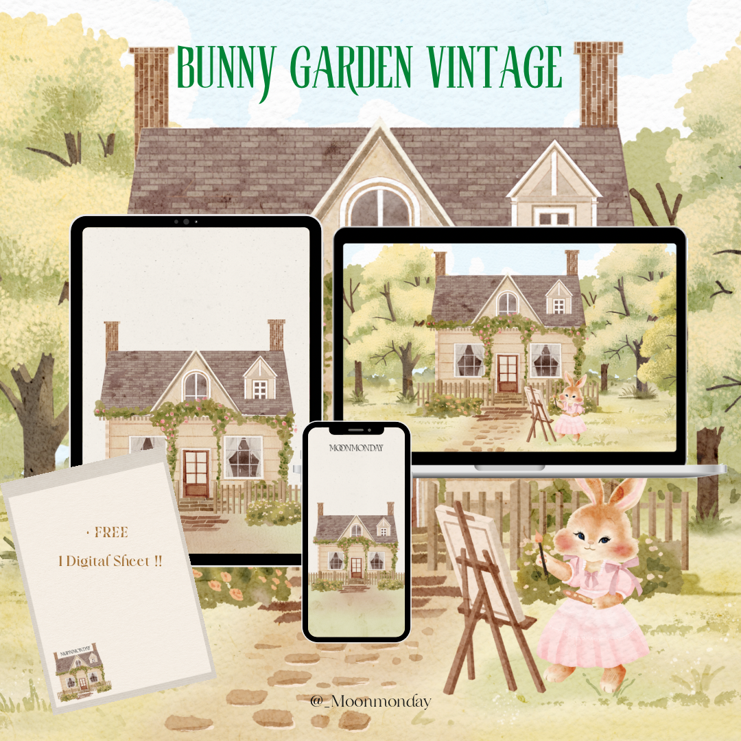 ( Wallpaper Set 02   )BUNNY GARDEN VINTAGE 