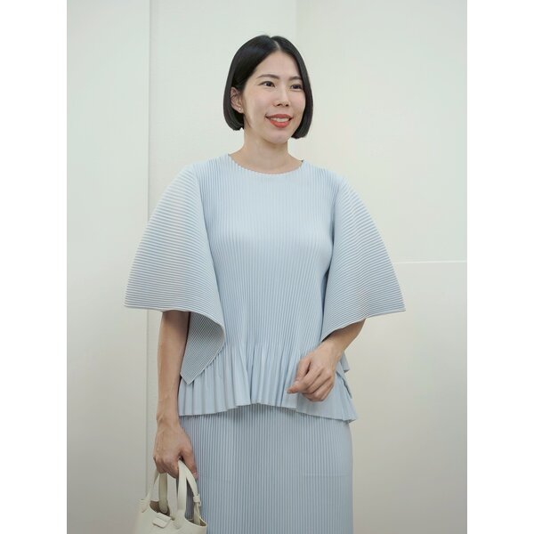 2MUAY รุ่น GT90223T เสื้ออัดพลีท THICK FLARE SLEEVE PLEATED TOP 7 สี FREE SIZE