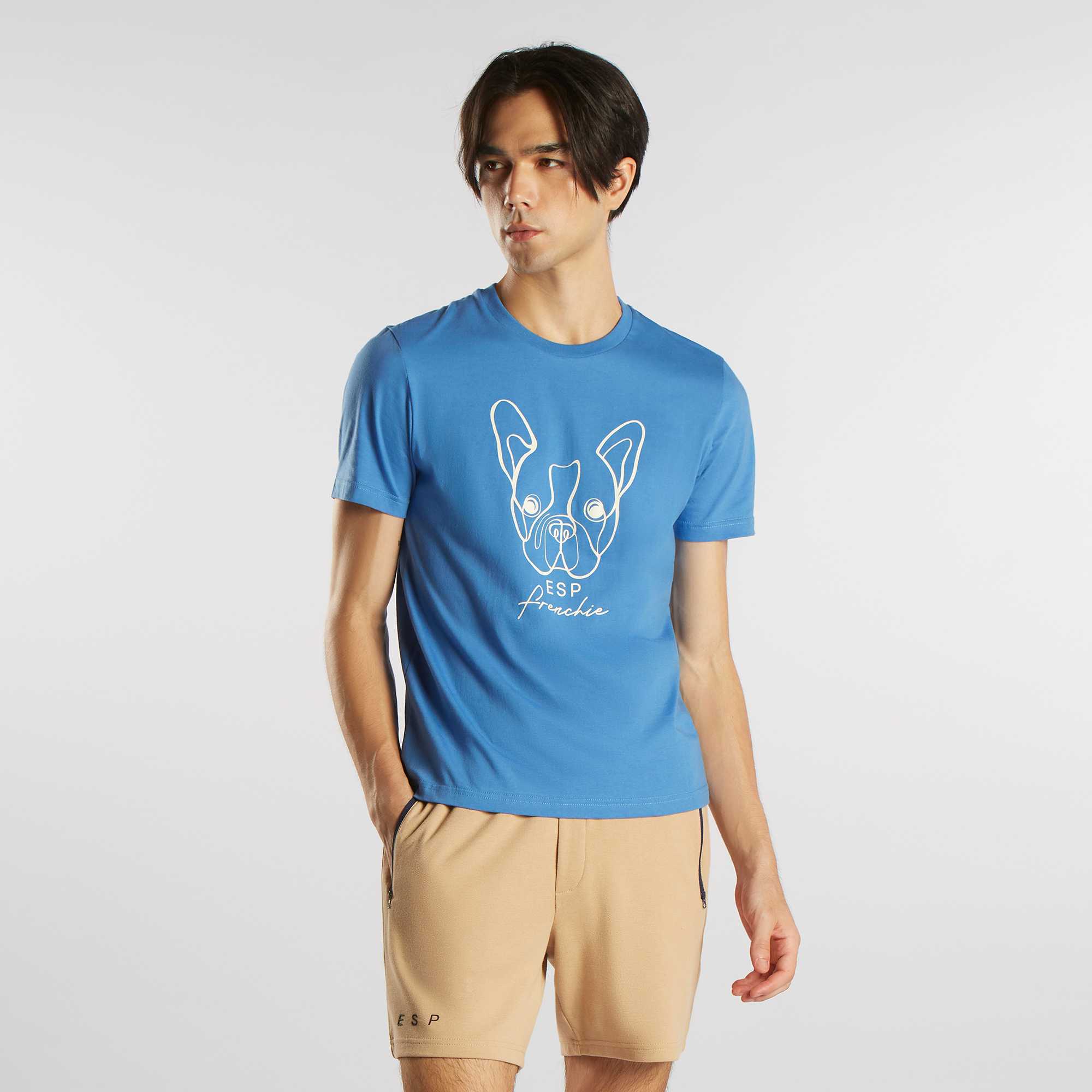 เสื้อทีเชิ้ตลายเฟรนช์ชี่ สีฟ้า | 03976