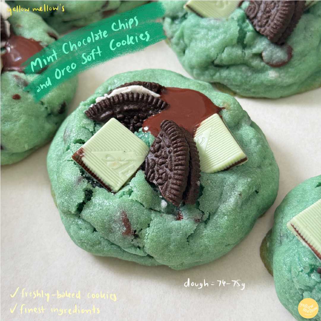 [#10 จัดส่ง 20 Sep 2025] Yellow Mellow's Mint Chocolate Chips and Oreo Soft Cookies (1 ชิ้น)
