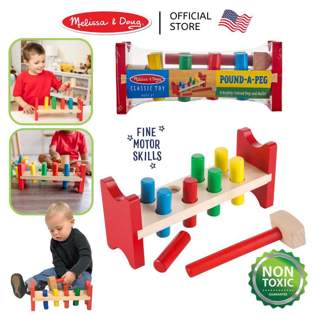 (ของแท้ USA) ของเล่นพัฒนากล้ามเนื้อมัดเล็ก ตอกหมุด Pound a Peg Melissa & Doug  ของเล่นไม้ ทักษะ 496