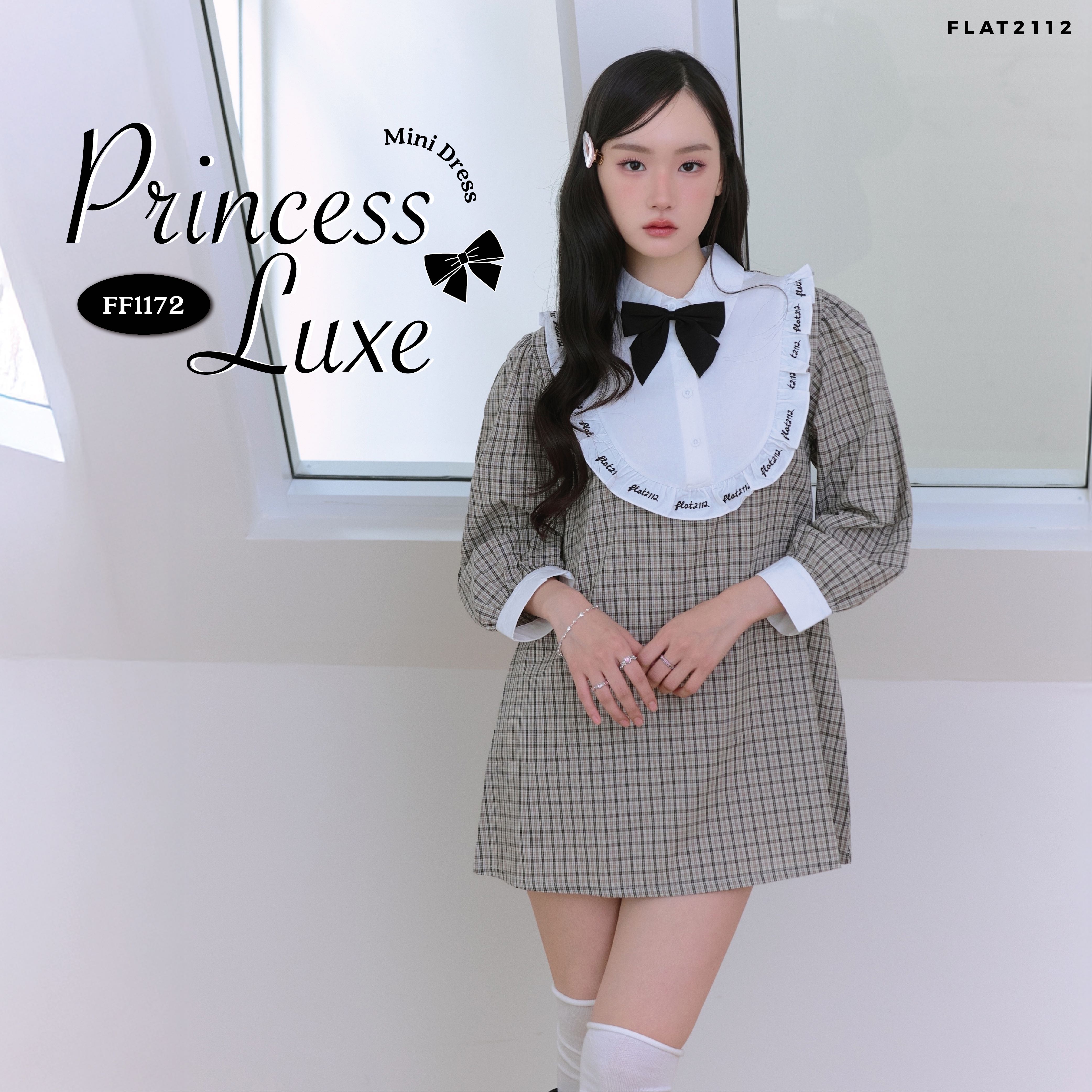 FLAT2112 : PRINCESS LUXE MINI DRESS เดรสสั้นเรียบหรู เดรสออกงาน เดรสคลาสสิค เดรสใส่เที่ยว (FF1172)