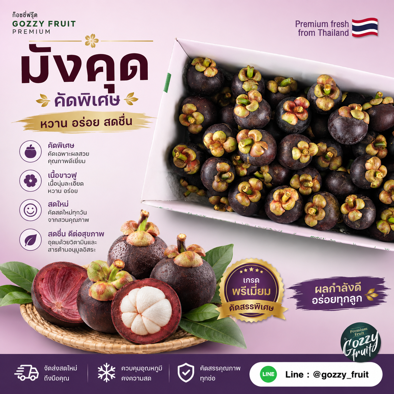 มังคุด คัดพิเศษ ยกลังใหญ่ 5 กก.