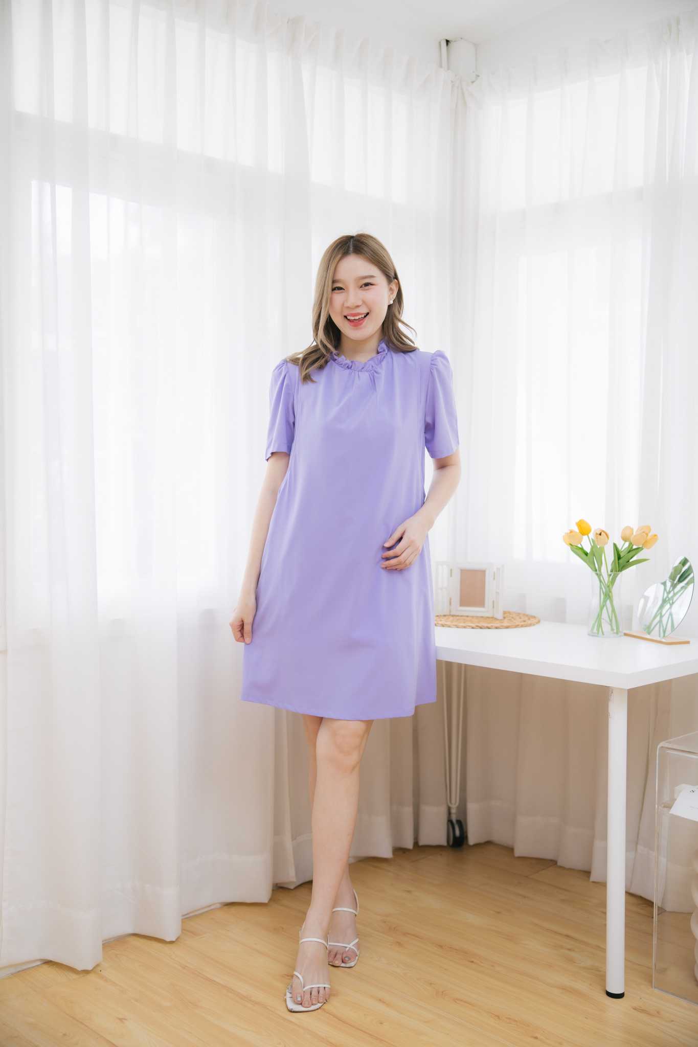 ชุดให้นมPurple basic fur dress