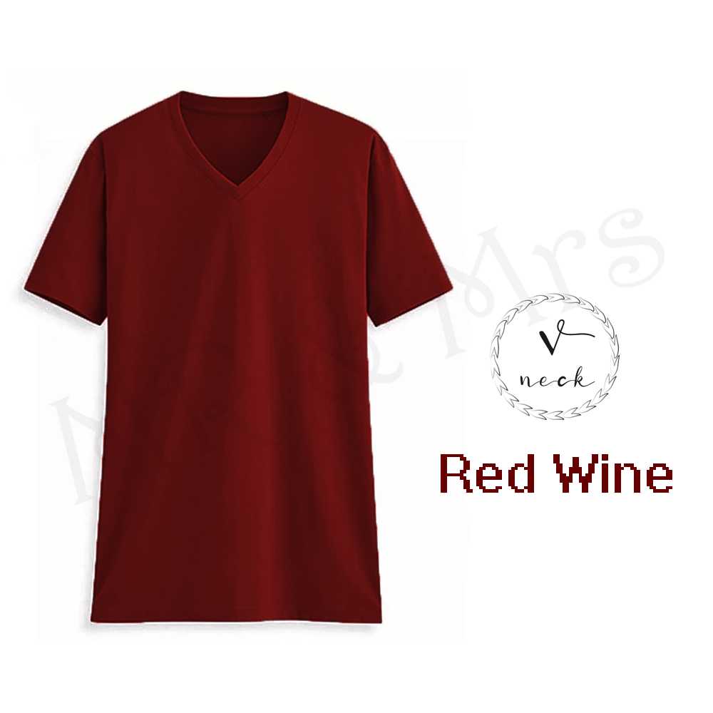 เสื้อยืดสีพื้น เสื้อคอวี เสื้อยืดคอวี T-Shirt ผ้าCotton (สีเลือดหมู)