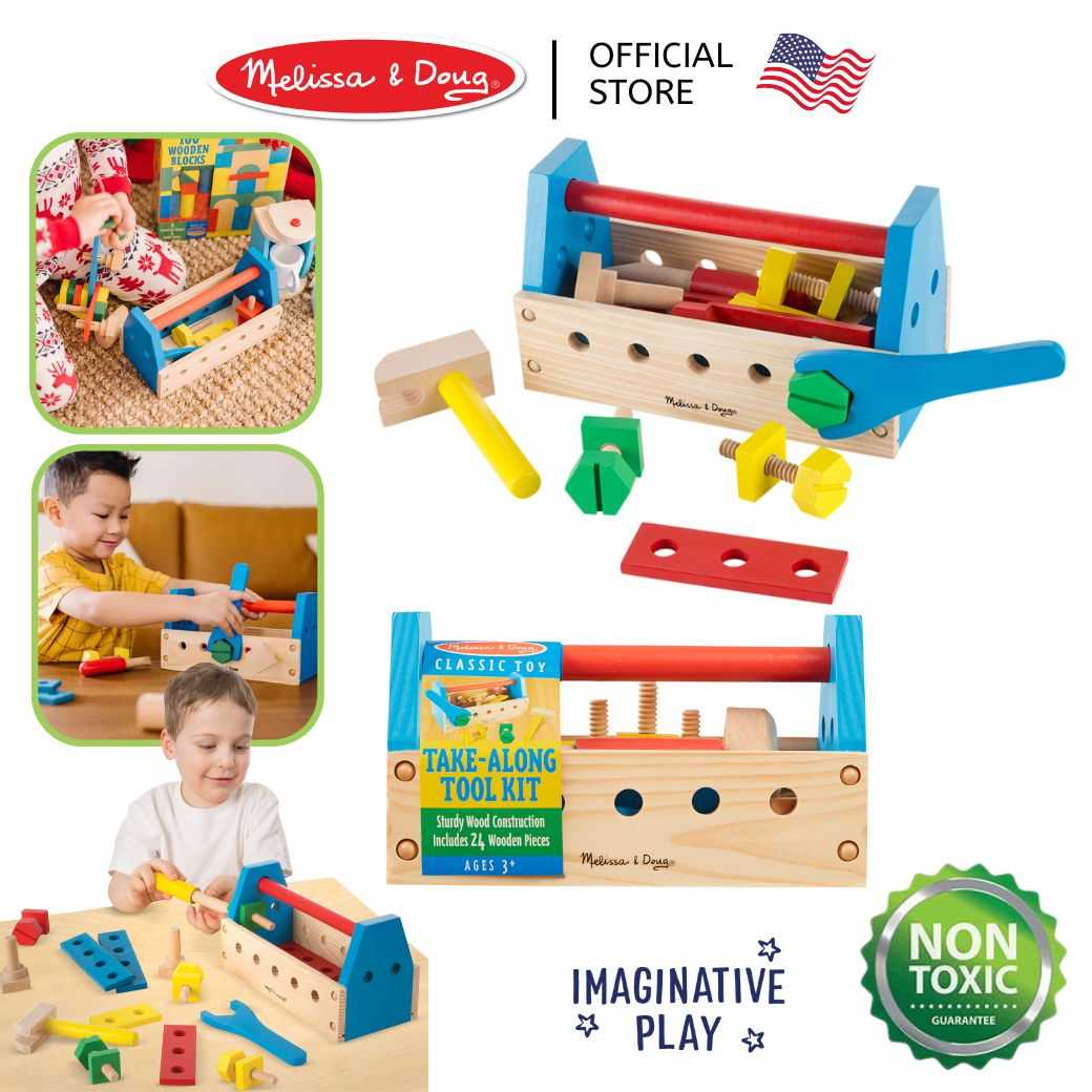 (ของแท้ USA) ของเล่นเครื่องมือช่าง บล๊อกต่อ Melissa & Doug Take-Along Construction Tool Kit 494