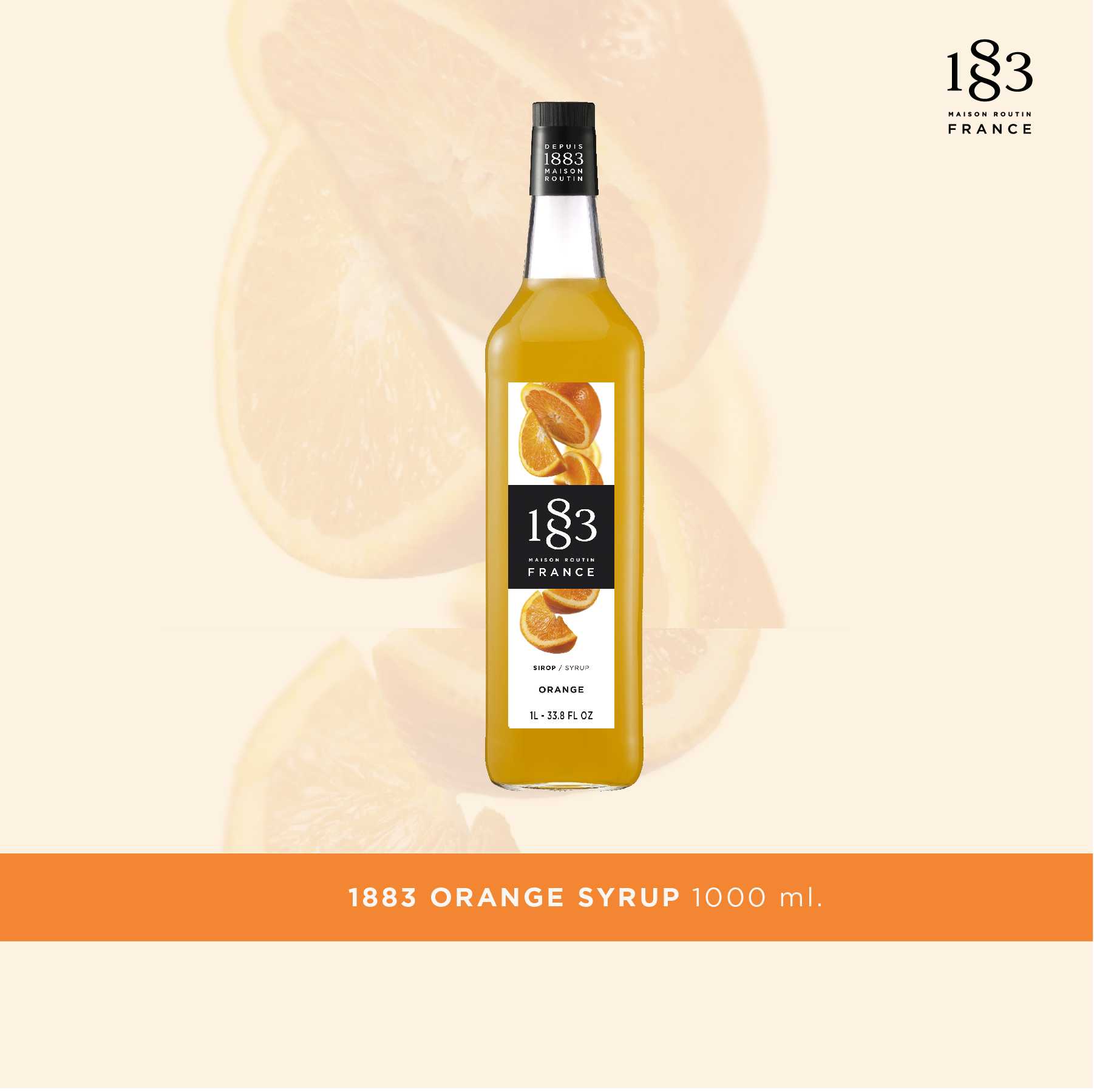 1883 ORANGE FLAVORED SYRUP 1000 ml.