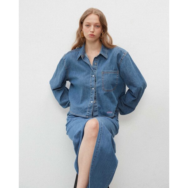 LANDMEE Darling denim cropped shirts