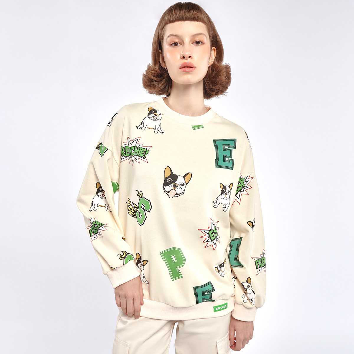 สเวตเชิ้ตลายเฟรนช์ชี่ | Alll Over Frenchie Print Sweatshirt | 06064