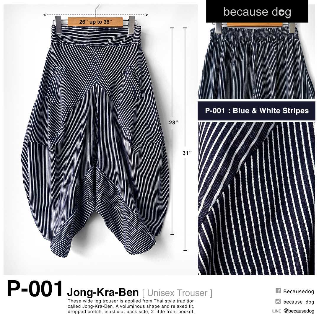 P-001 : Blue-White Stripes ผ้าโพลีเอสเตอร์ลายริ้วสีน้ำเงิน ผ้านิ่มมีน้ำหนักยืดหยุ่น ไม่ยับ,สีตกค่ะ