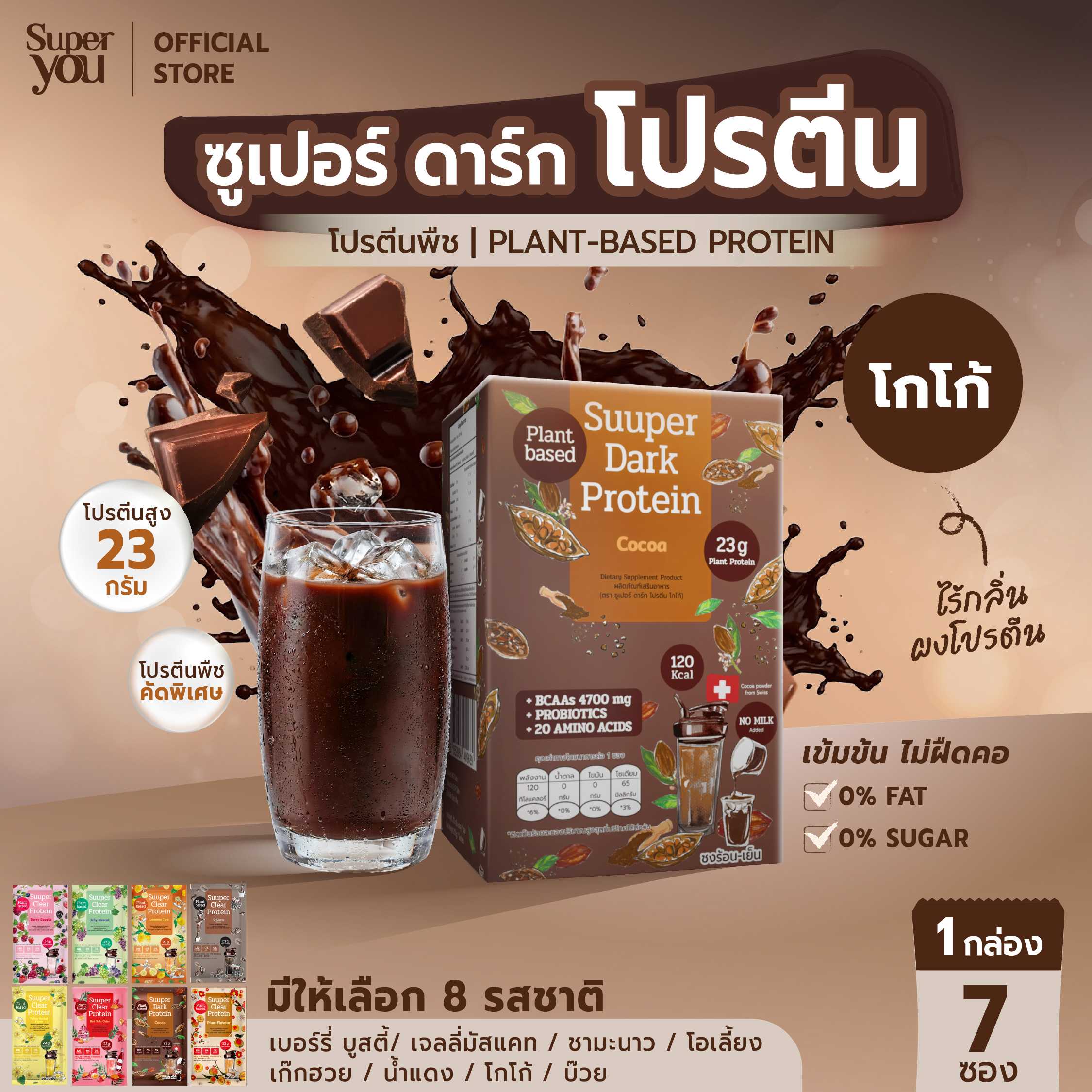 ผลิตภัณฑ์เสริมอาหาร (ตรา ซูเปอร์ ดาร์ก โปรตีน โกโก้) - โปรตีนใส รส โกโก้