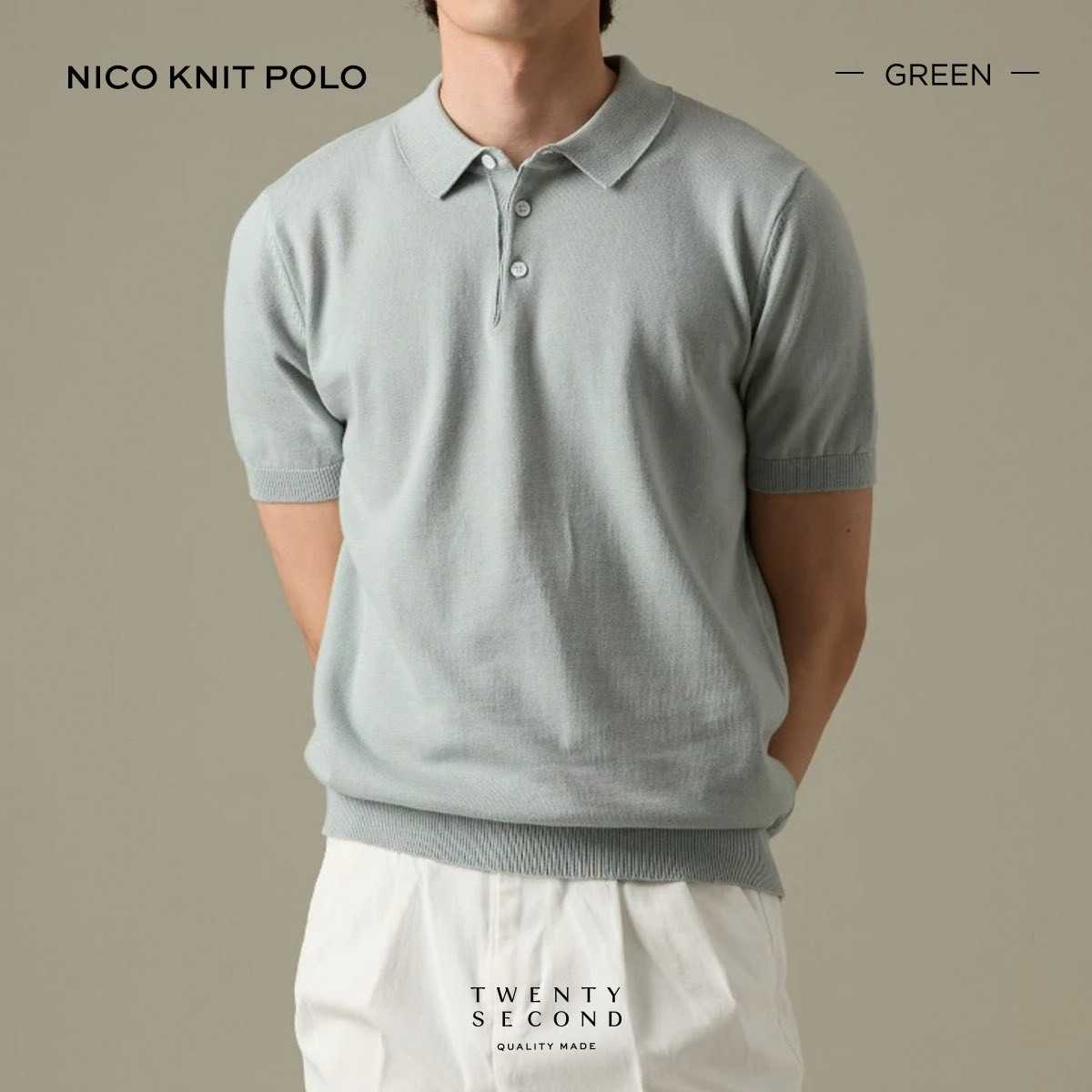 NICO KNIT POLO - GREEN