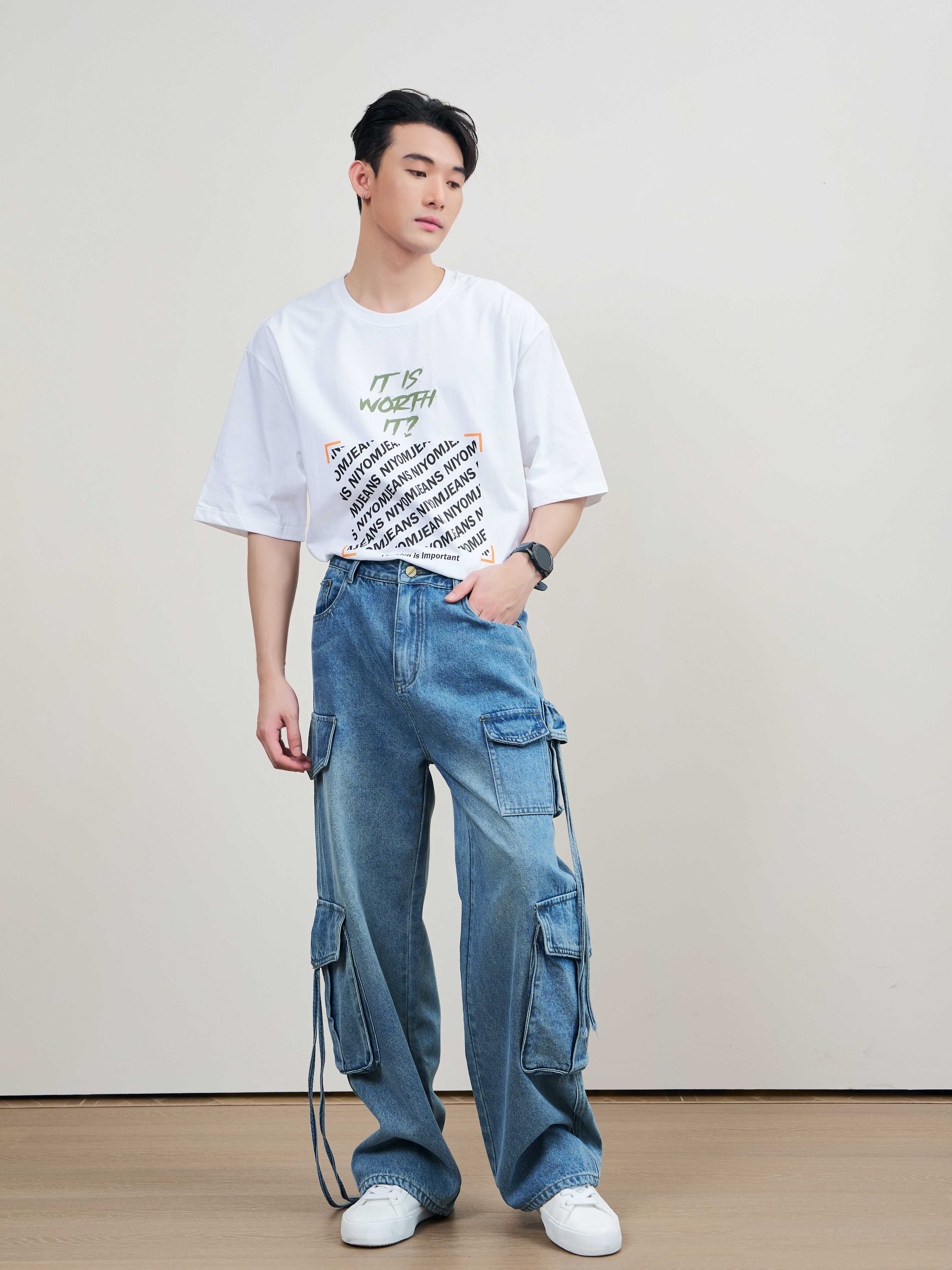 Niyom Jeans : รุ่น  BCG002.1 กางเกงยีนส์ผู้หญิง ทรงกระบอกคาโก้