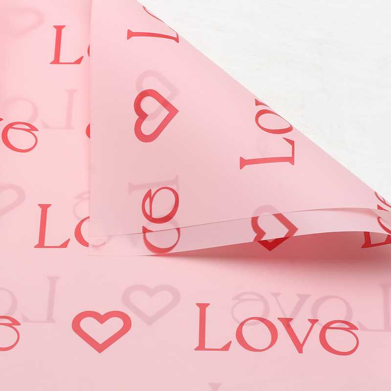 BLOVE02 กระดาษห่อดอกไม้ ลาย love ชมพู