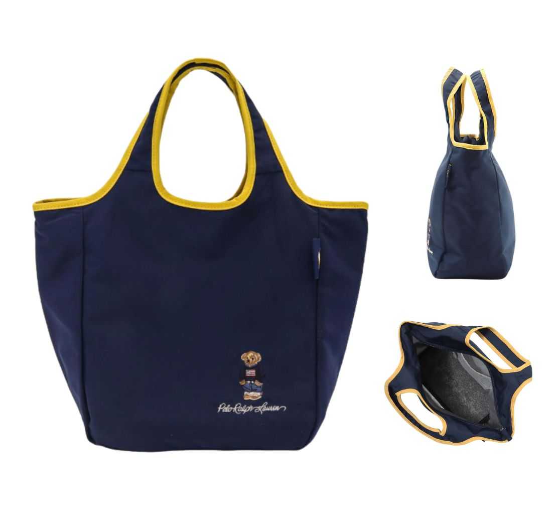 Ralph Lauren Zipper Tote - Small ปักหมี สี Navy จากญี่ปุ่น พร้อมส่ง