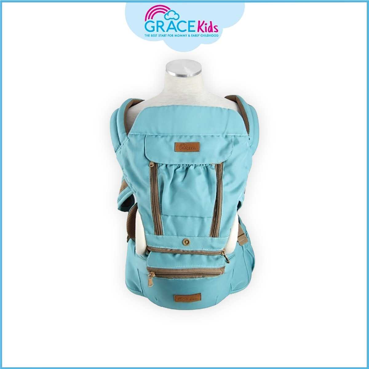 Grace Kids เป้อุ้มเด็กสนักเกิ้ล Hip seat 8 in 1 เป้อุ้มเด็กแบบมีที่นั่ง สะพายหน้า สะพายหลัง