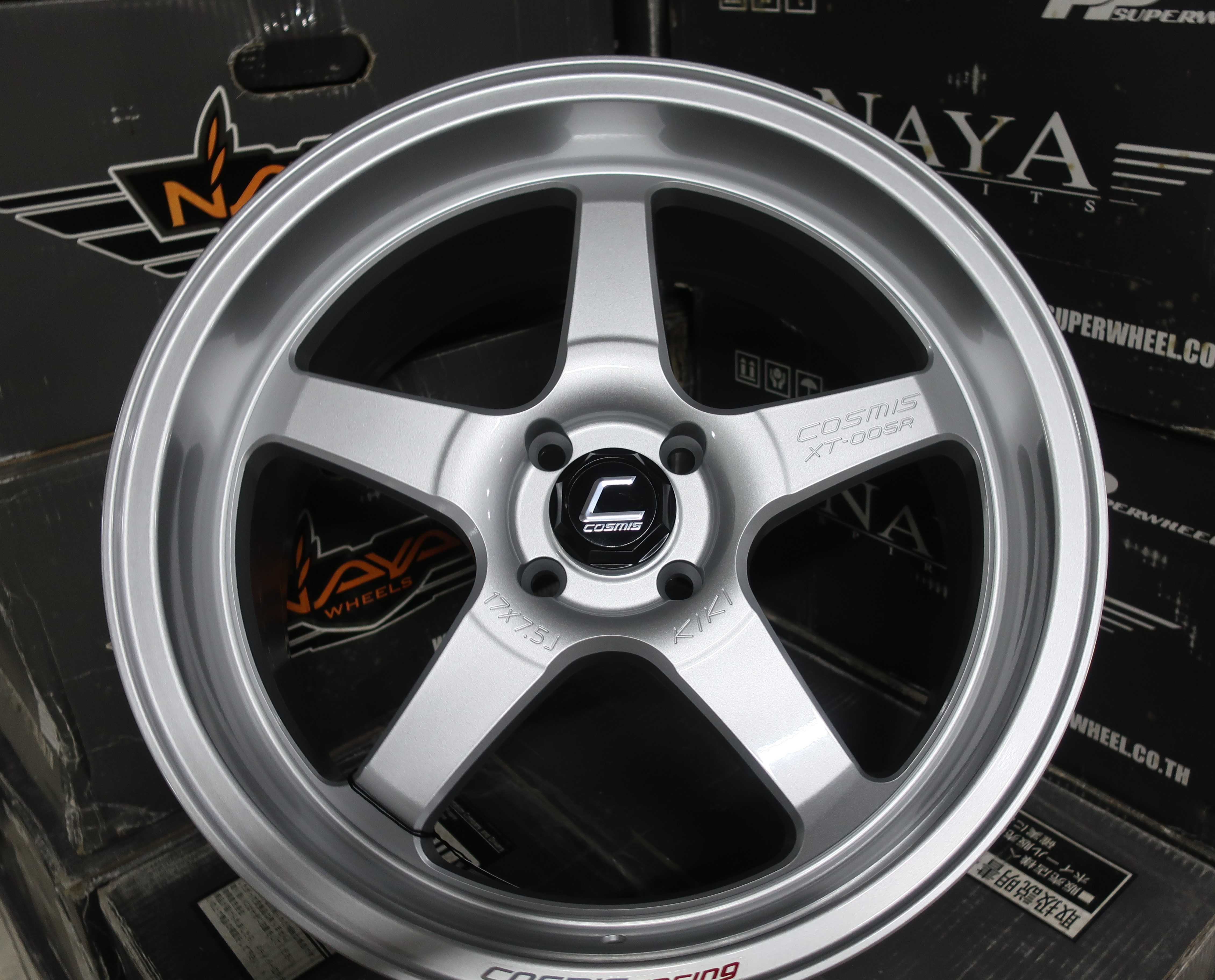 แม็กซ์ XT-005R(9909) 17X7.5 4X100 ET30 CB.73.1 SILVER  (สีซิลเวอร์ทั้งวง)Custom