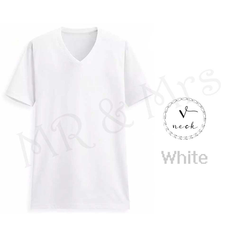 เสื้อยืดสีพื้น เสื้อคอวี เสื้อยืดคอวี T-Shirt ผ้าCotton (สีขาว)
