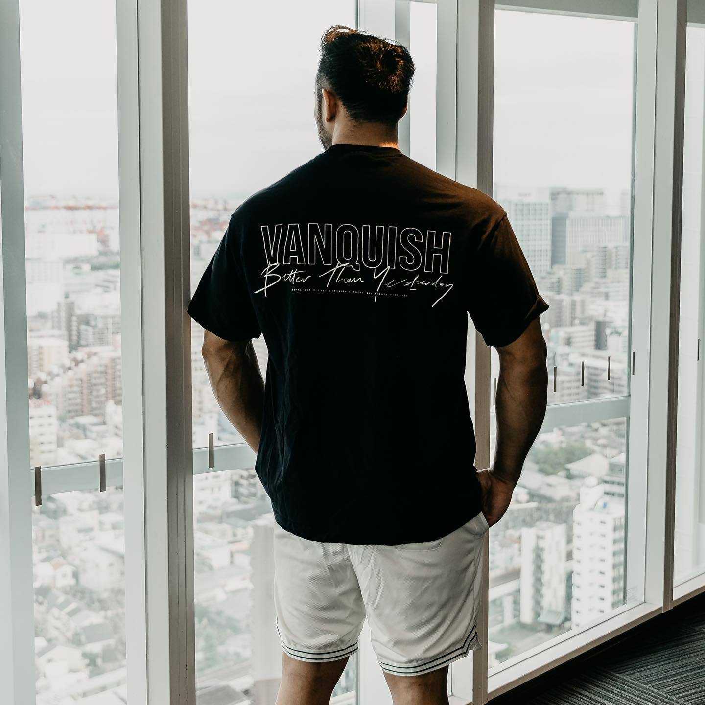 เสื้อแขนสั้น VANQUISH #25 / ผ้าคอตตอน ใส่ออกกำลังกาย ผ้านิ่มใส่สบาย ระบายอากาศได้ดี