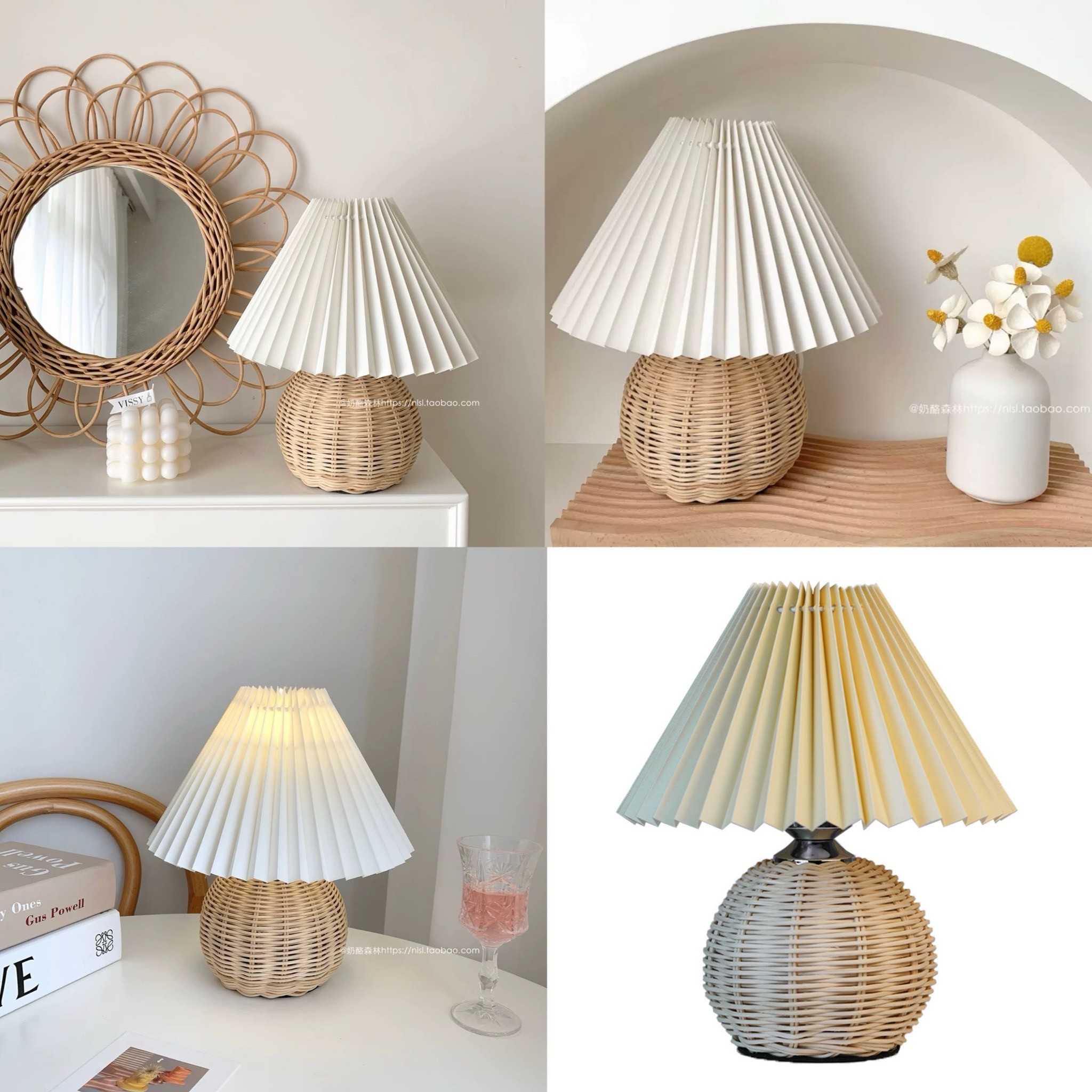 🪵โคมไฟมินิมอล มีไฟ3สี โคมไฟตกแต่งบ้าน โคมไฟทรงหวาย Minimal lamp โคมไฟห้องนอน