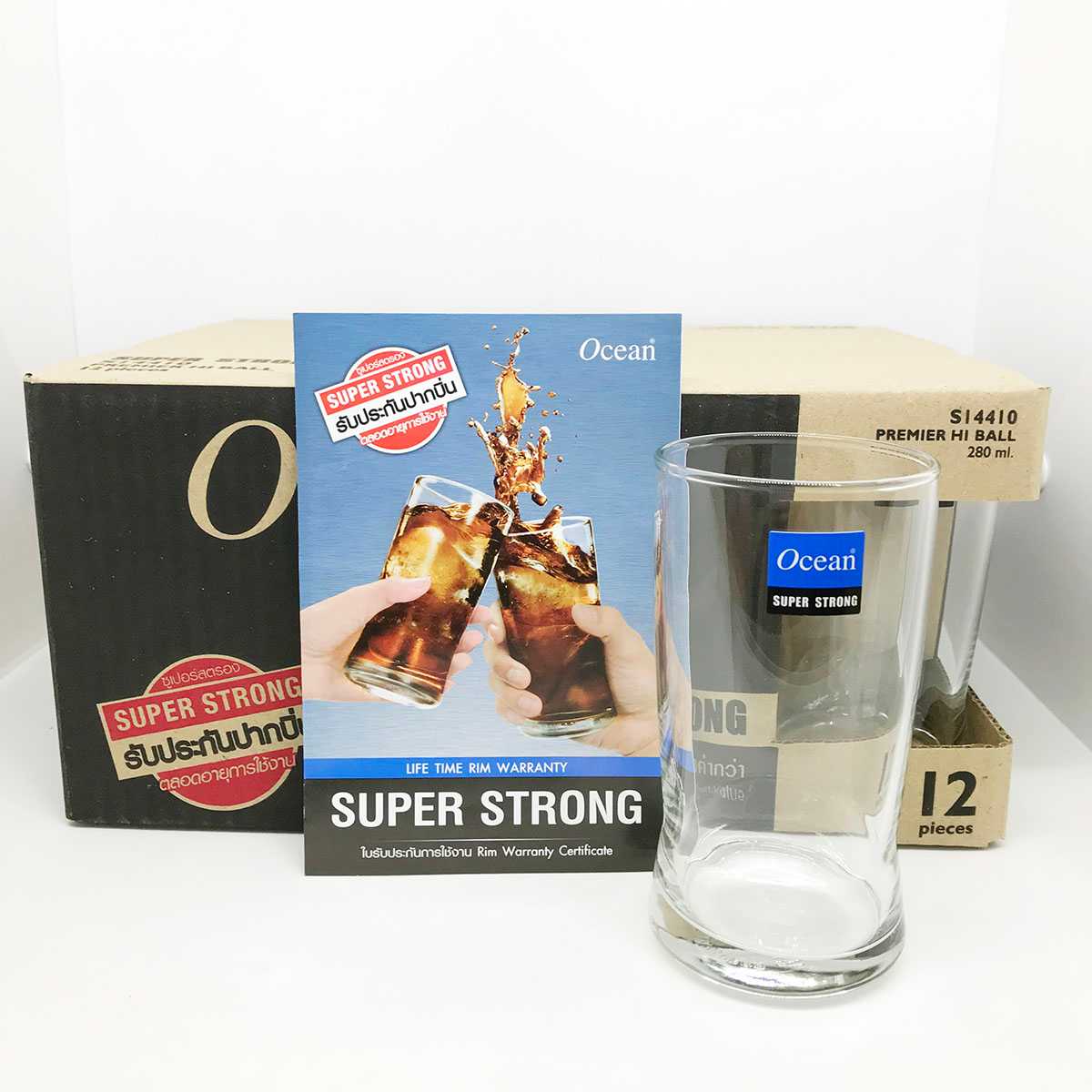 [กล่อง 12ใบ/ S14410] แก้วน้ำ 280มล. Ocean SUPER STRONG PREMIER HI BALL 280ml.