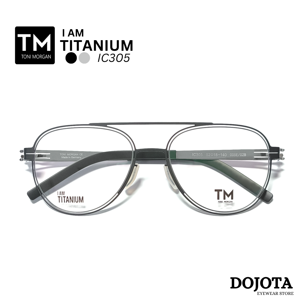 กรอบแว่นตาไทเทเนี่ยม Toni Morgan รุ่น IC305 ดำ-เงิน (Black Silver) ดีไซน์เท่ห์ น้ำหนักเบา