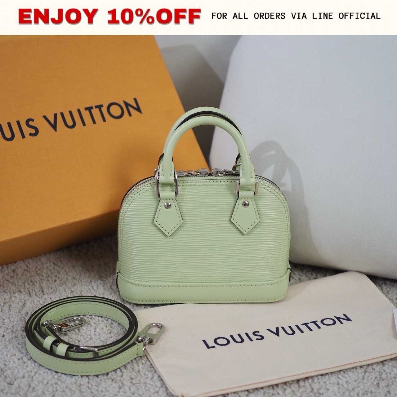 📍USED📍LOUIS VUITTON Nano Alma  สี Light Green Epi SHW | Bag