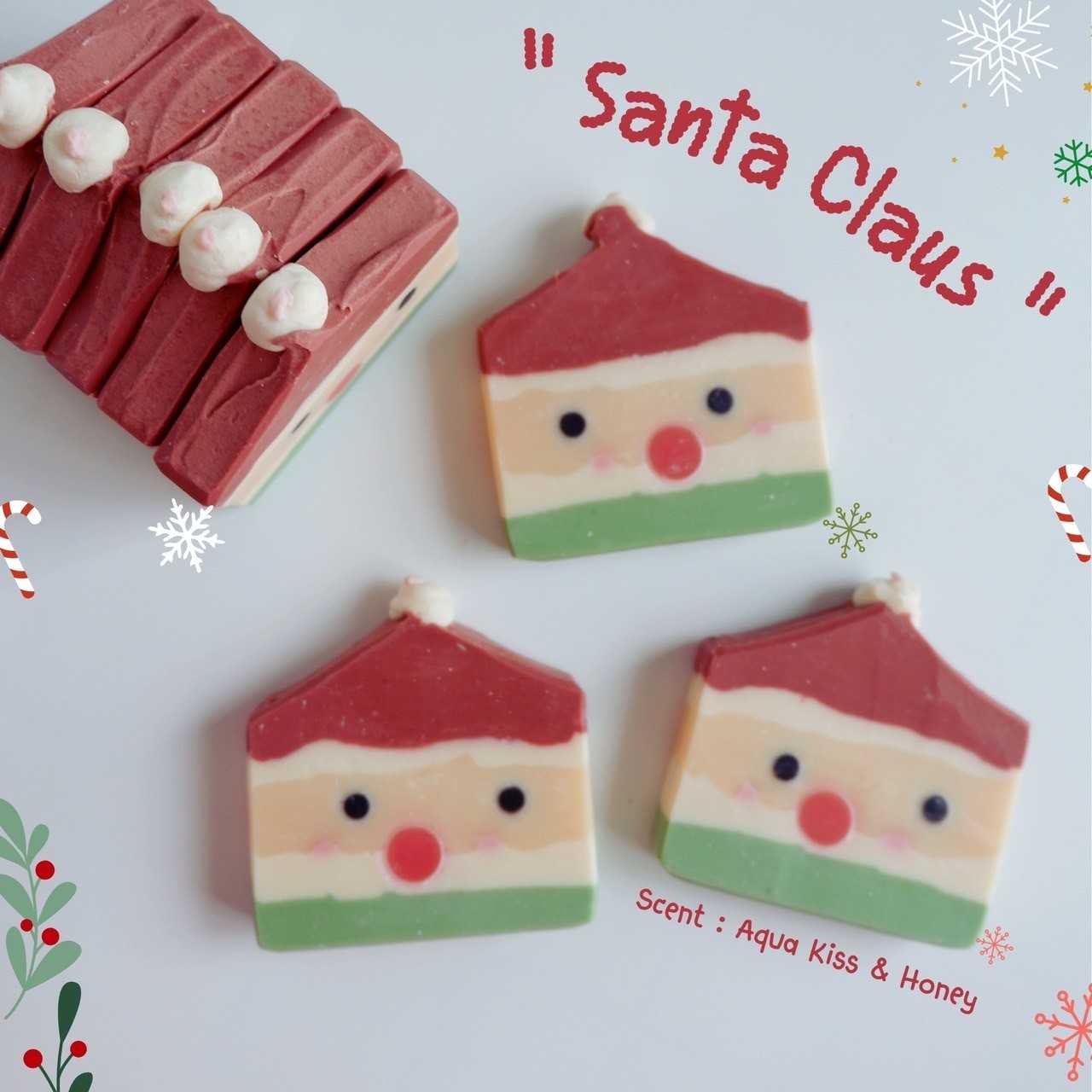 Christmas Gift Soap: สบู่ซานตร้า สบู่น้ำมันธรรมชาติ Santa  Claus Natural Oil Soap   #สบู่ของขวัญ