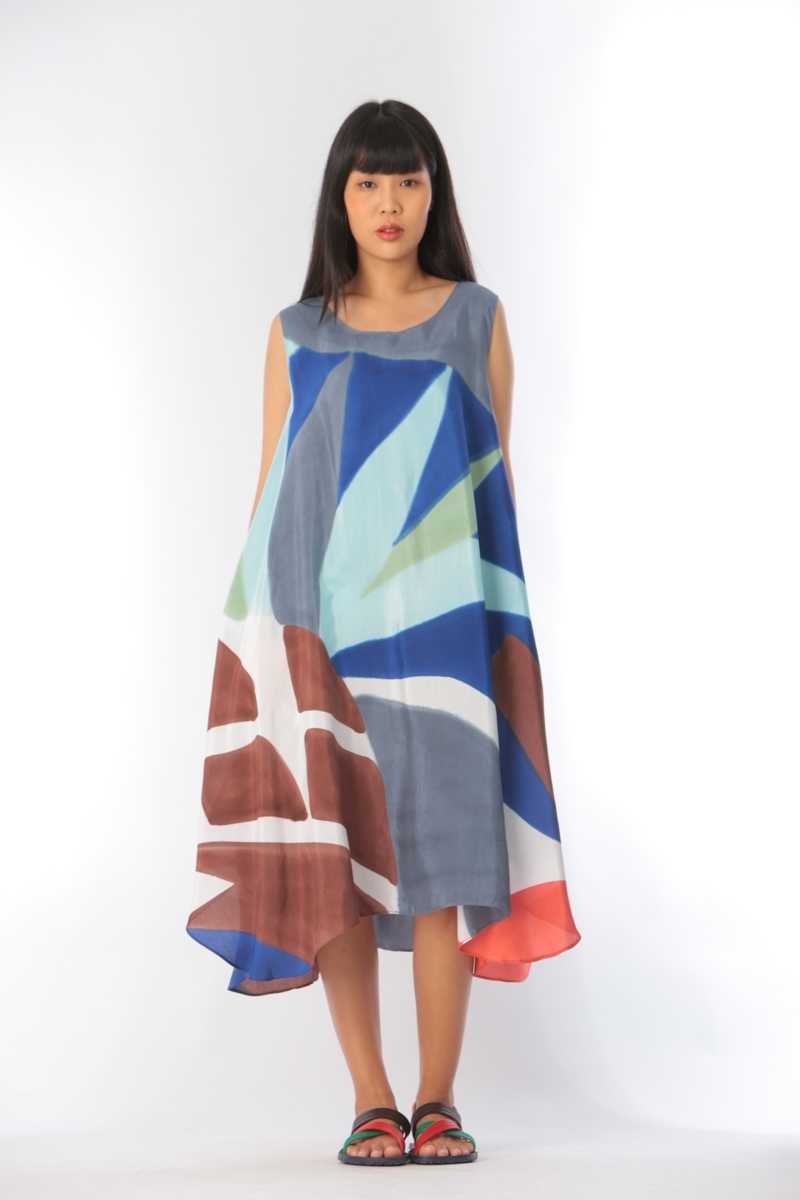 (Pre-order) Sac Sleeveless Dress Cotton Silk Hand paint