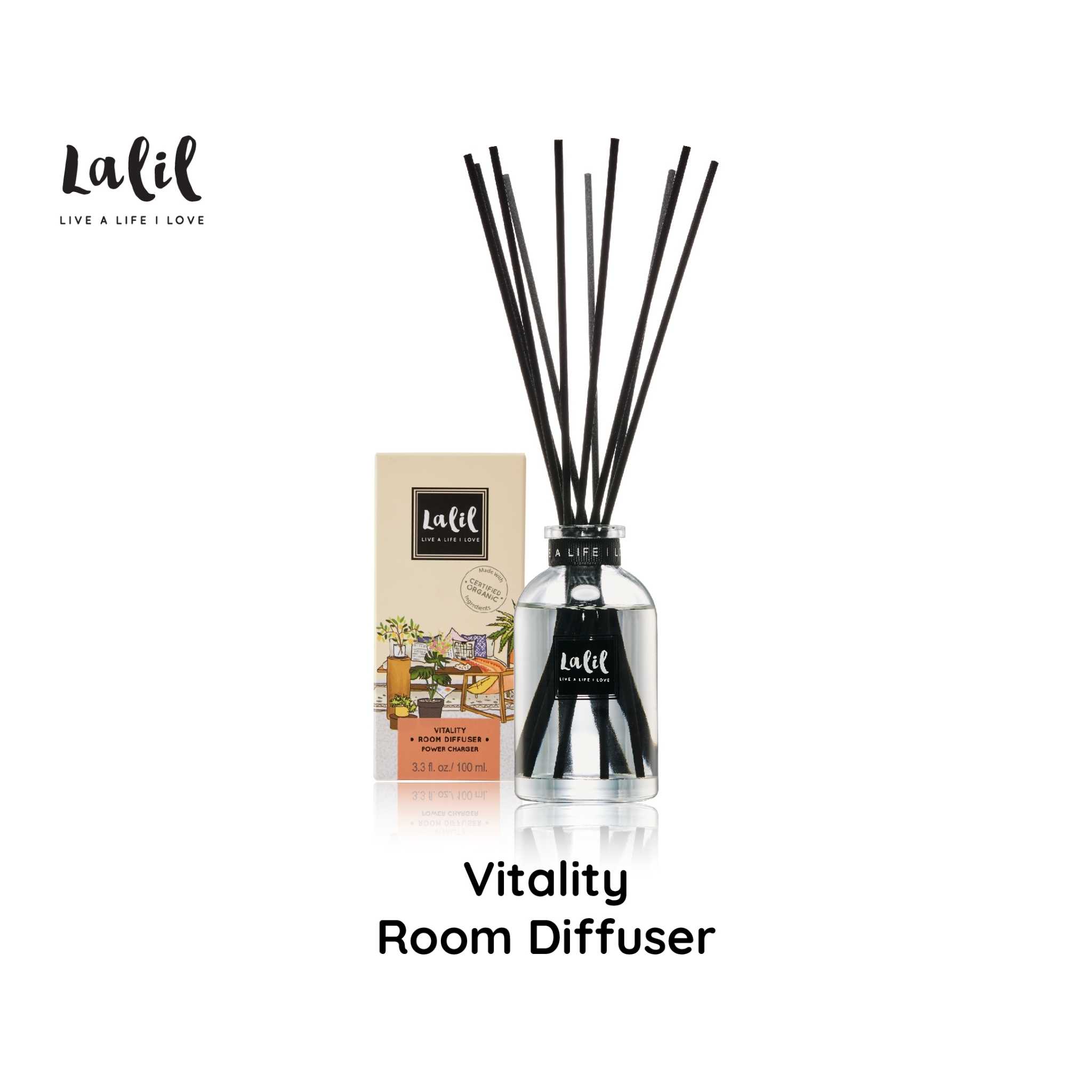 (New Package) Lalil Vitality Room Diffuser (100 ml.) น้ำหอมอโรม่าตั้งโต๊ะ หอมสดชื่น ตื่นตัว