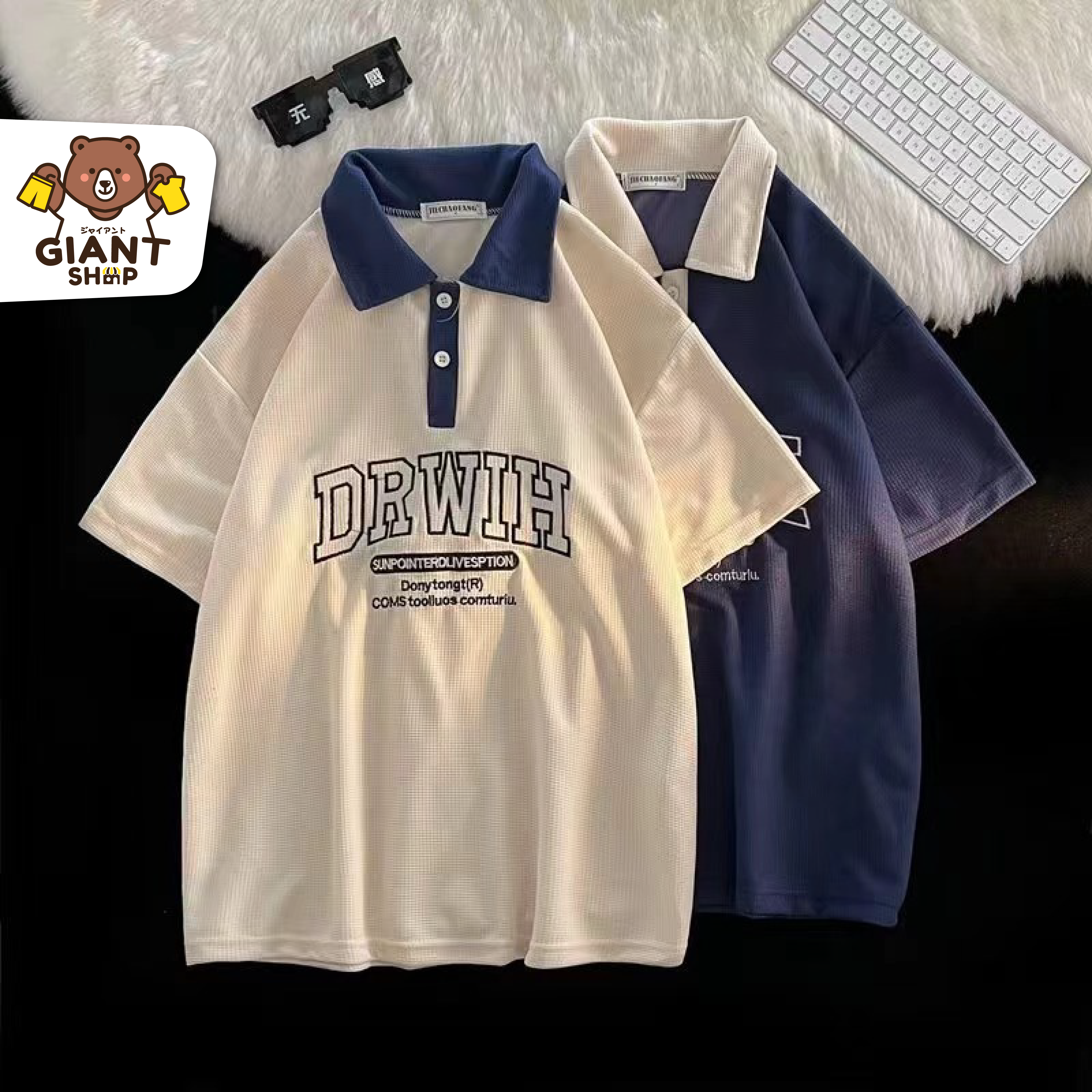GIANTSHOP เสื้อโปโล สไตล์อเมริกัน รุ่น DRWIH (C-301)