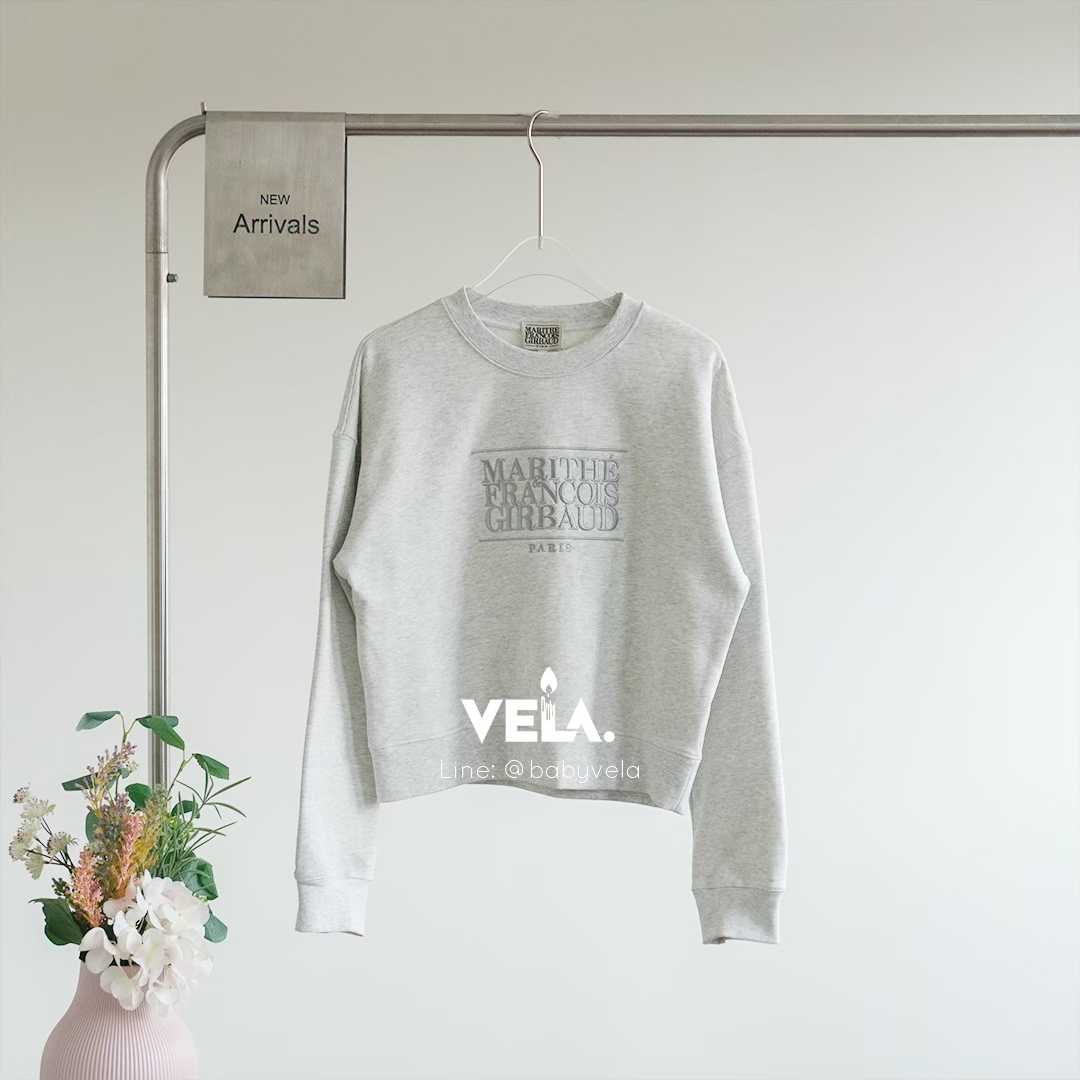 Marithe W Classic Logo Crop Sweatshirt (Grey)