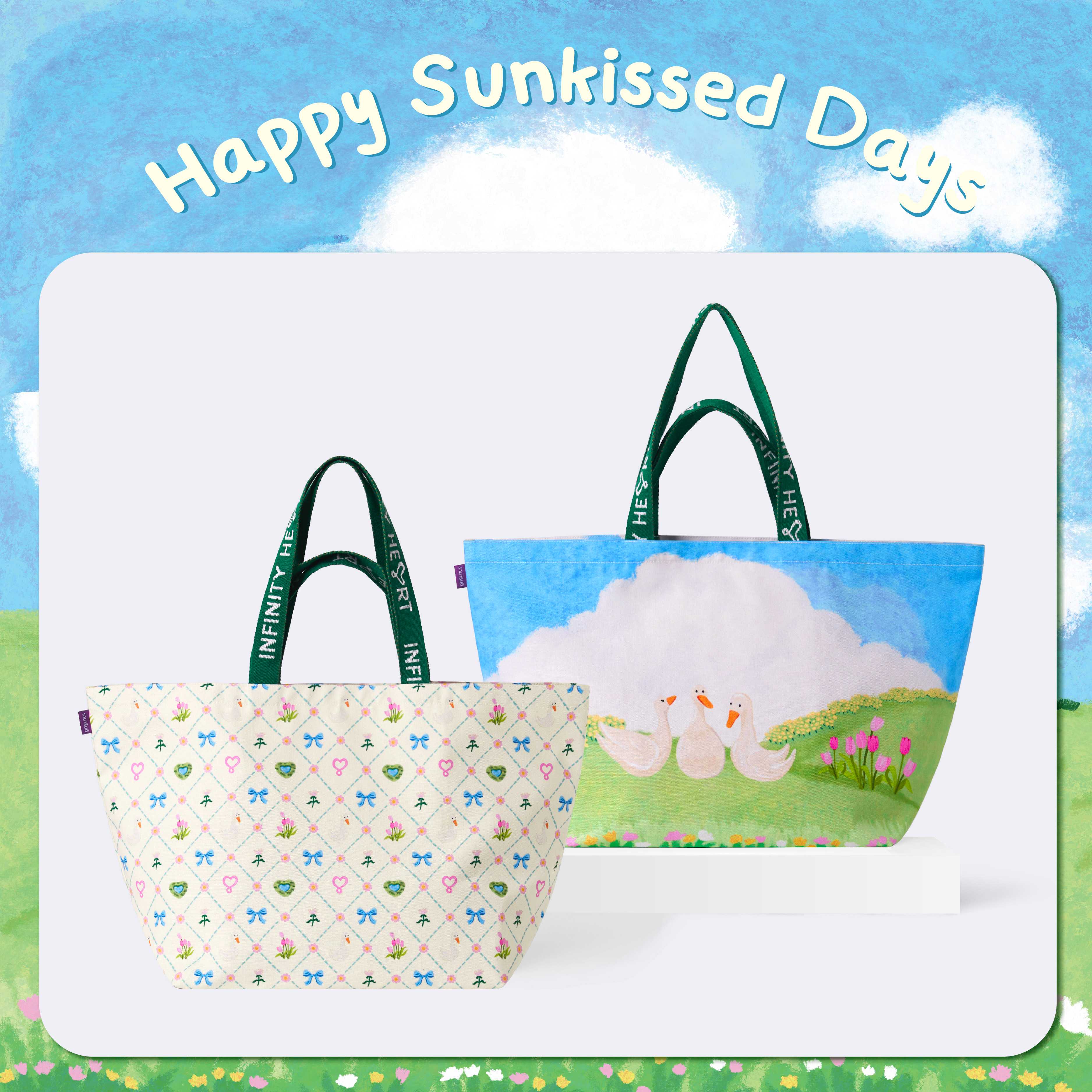กระเป๋าถือผ้าแคนวาสใบใหญ่ Happy Sunkissed Days