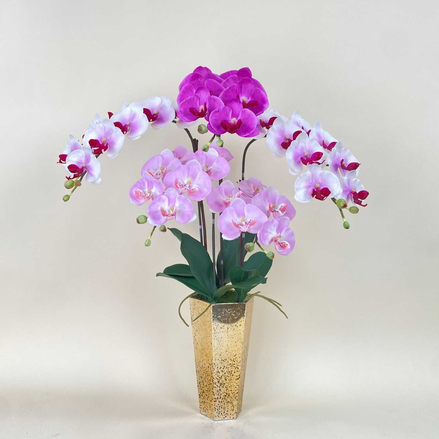 แจกันกล้วยไม้ประดิษฐ์ทรงสูง จัดผสม 3สี FYD-65-7