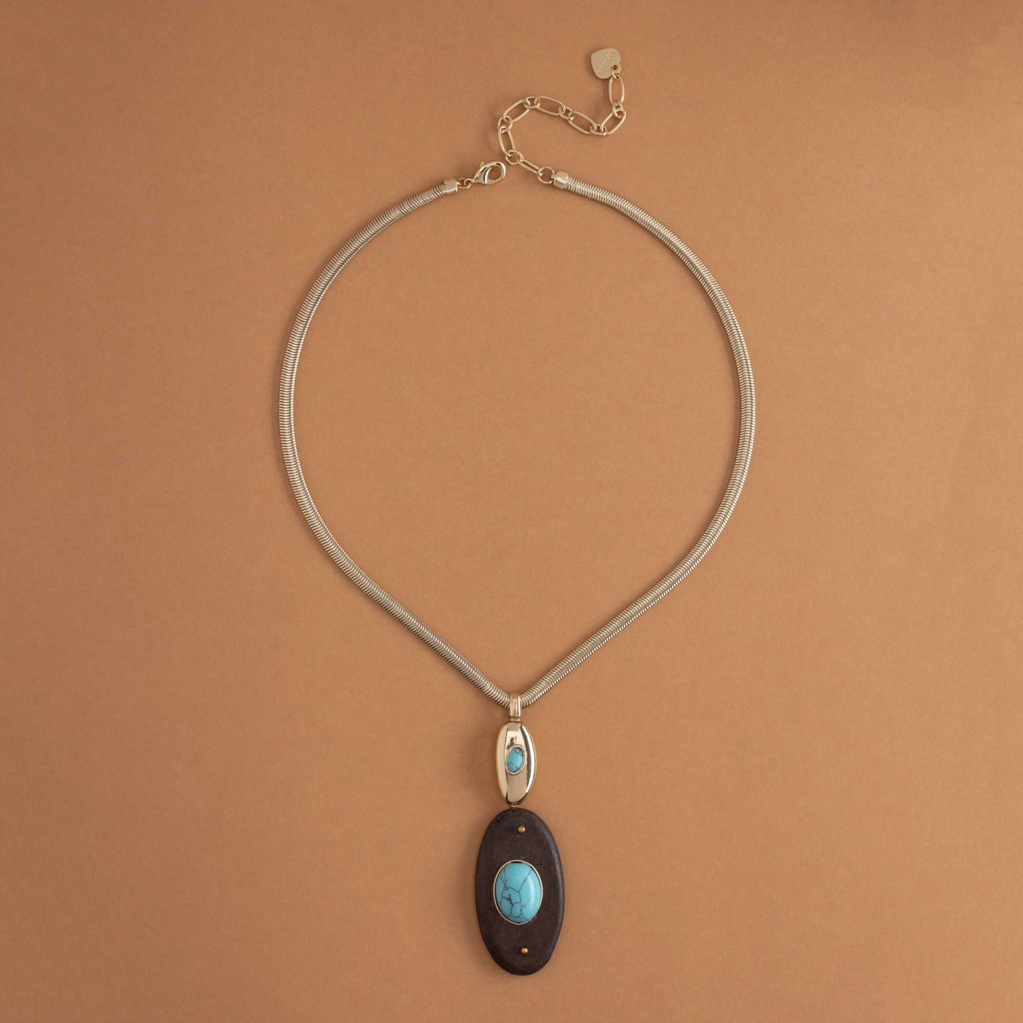 BROWN TURQUOISE PENDANT NECKLACE