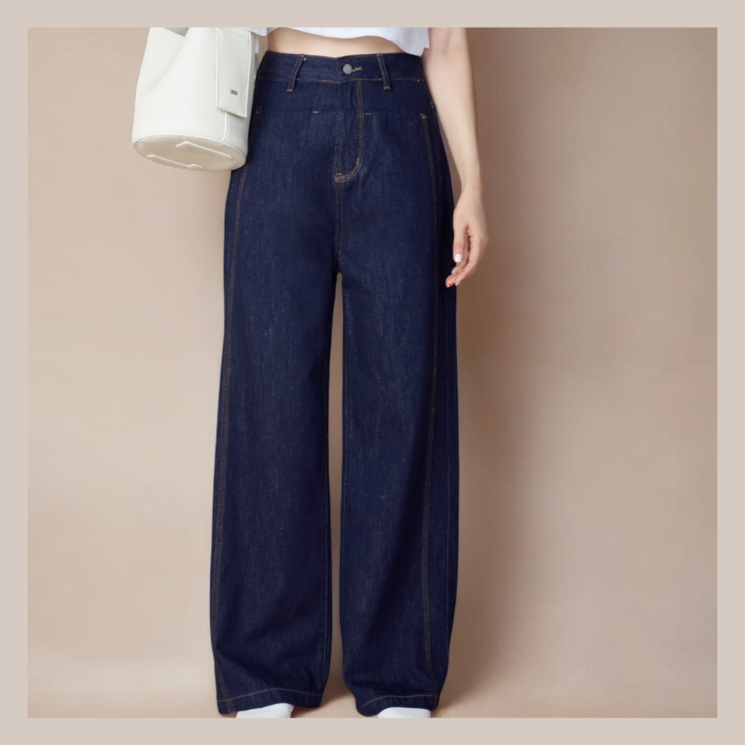 ยีนส์เอวสูง loose wide leg สียีนส์เข้ม